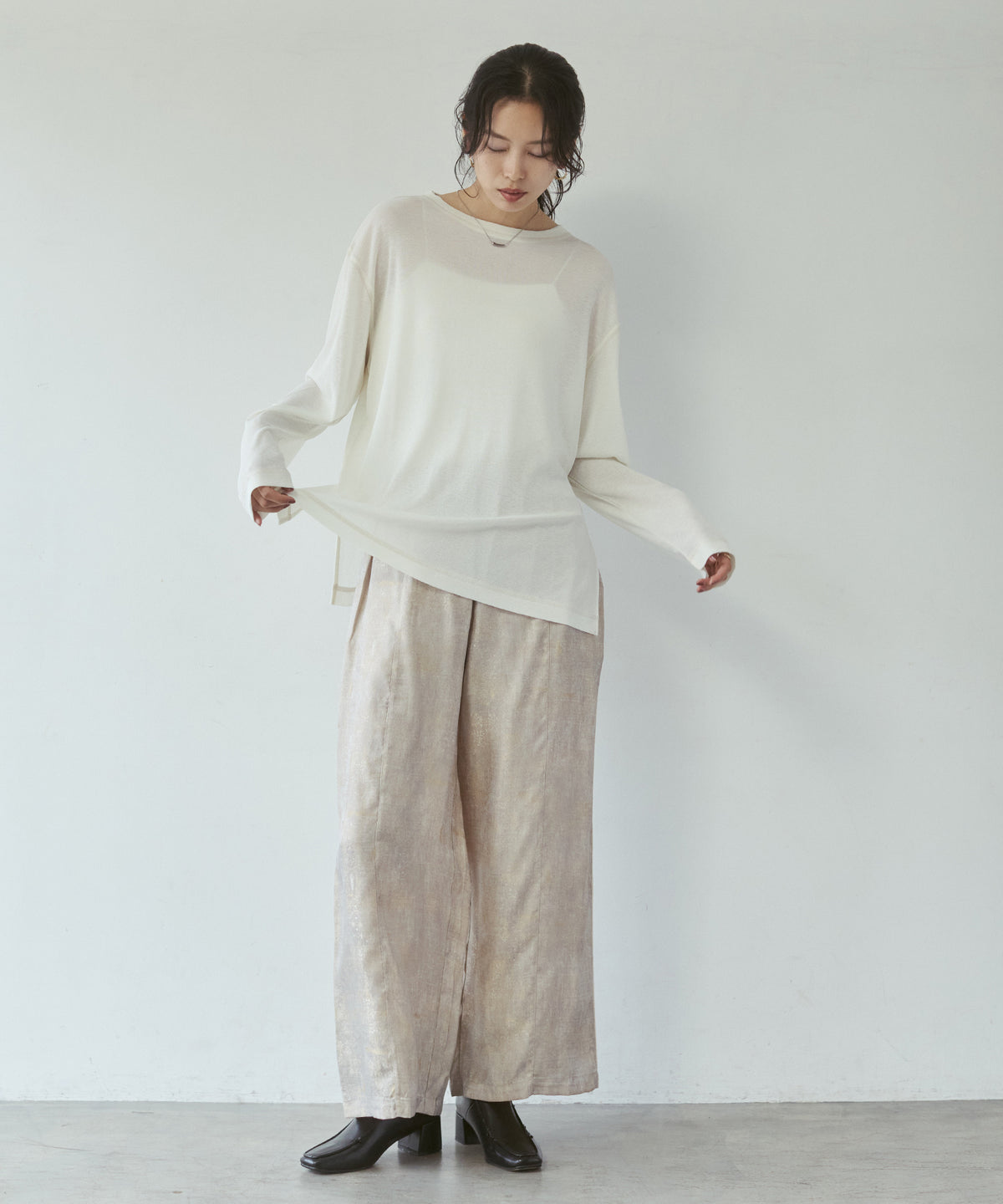 SHINY JACQUARD EASY PANTS