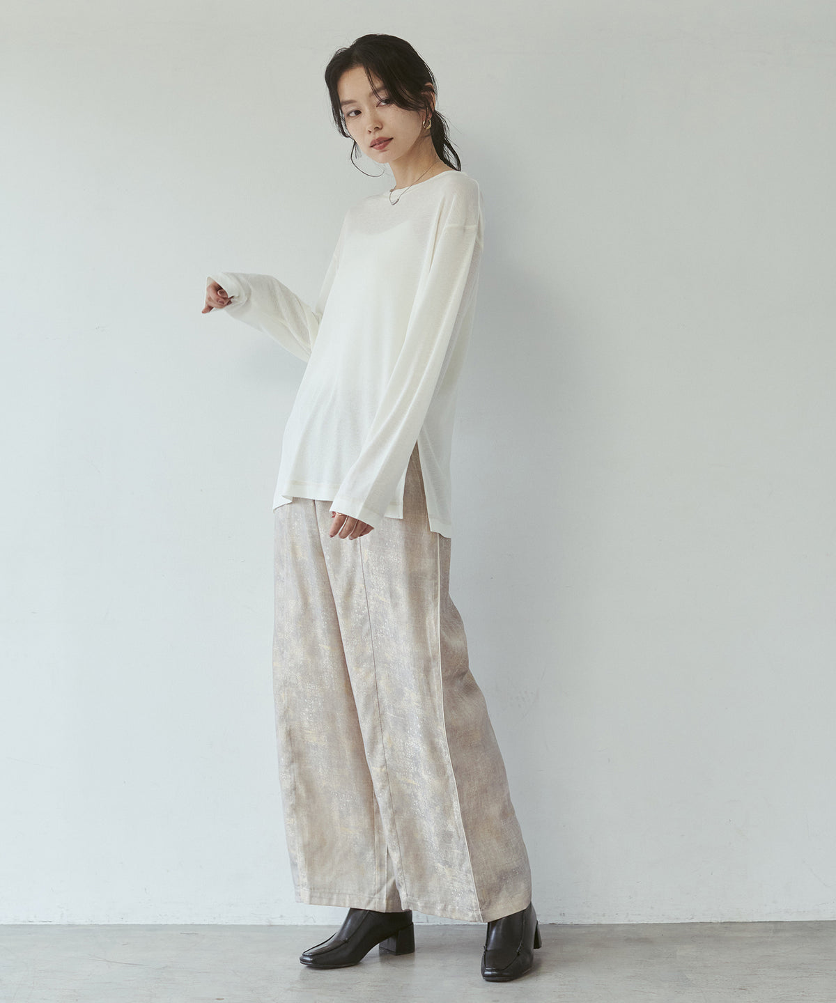 SHINY JACQUARD EASY PANTS