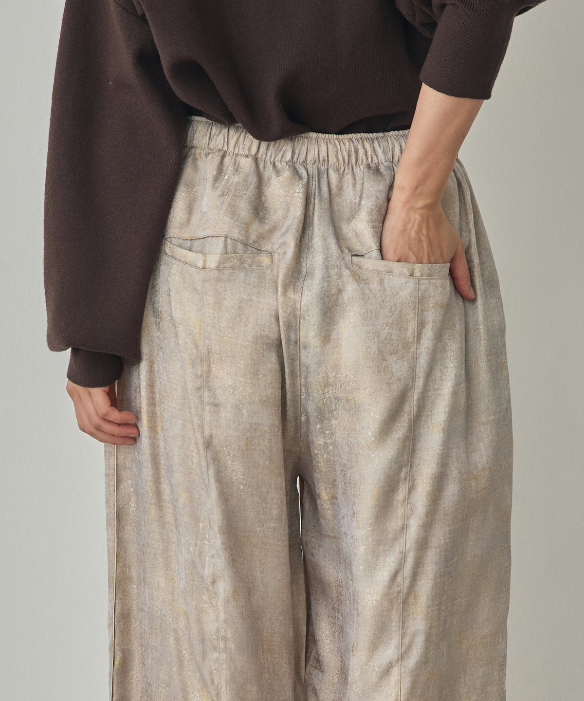 SHINY JACQUARD EASY PANTS