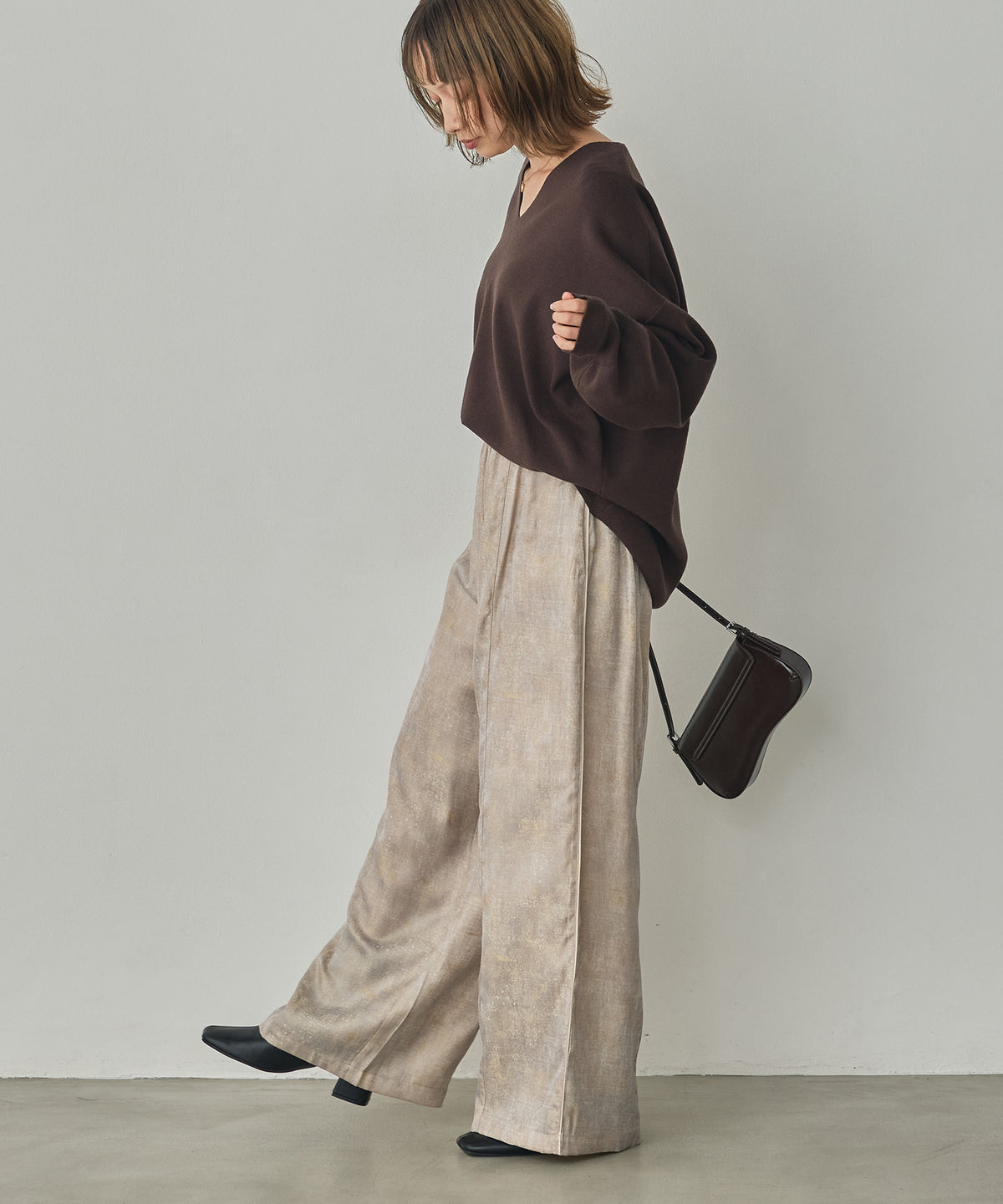 SHINY JACQUARD EASY PANTS