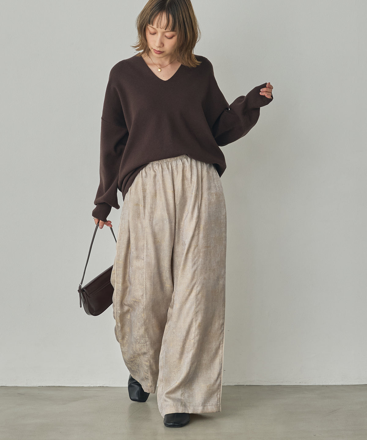 SHINY JACQUARD EASY PANTS