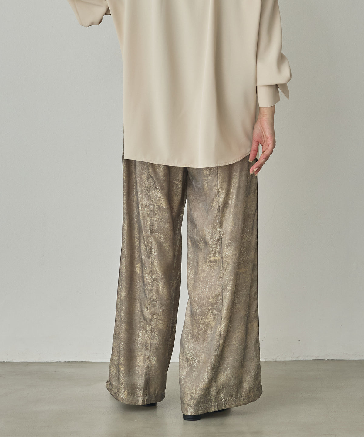 SHINY JACQUARD EASY PANTS