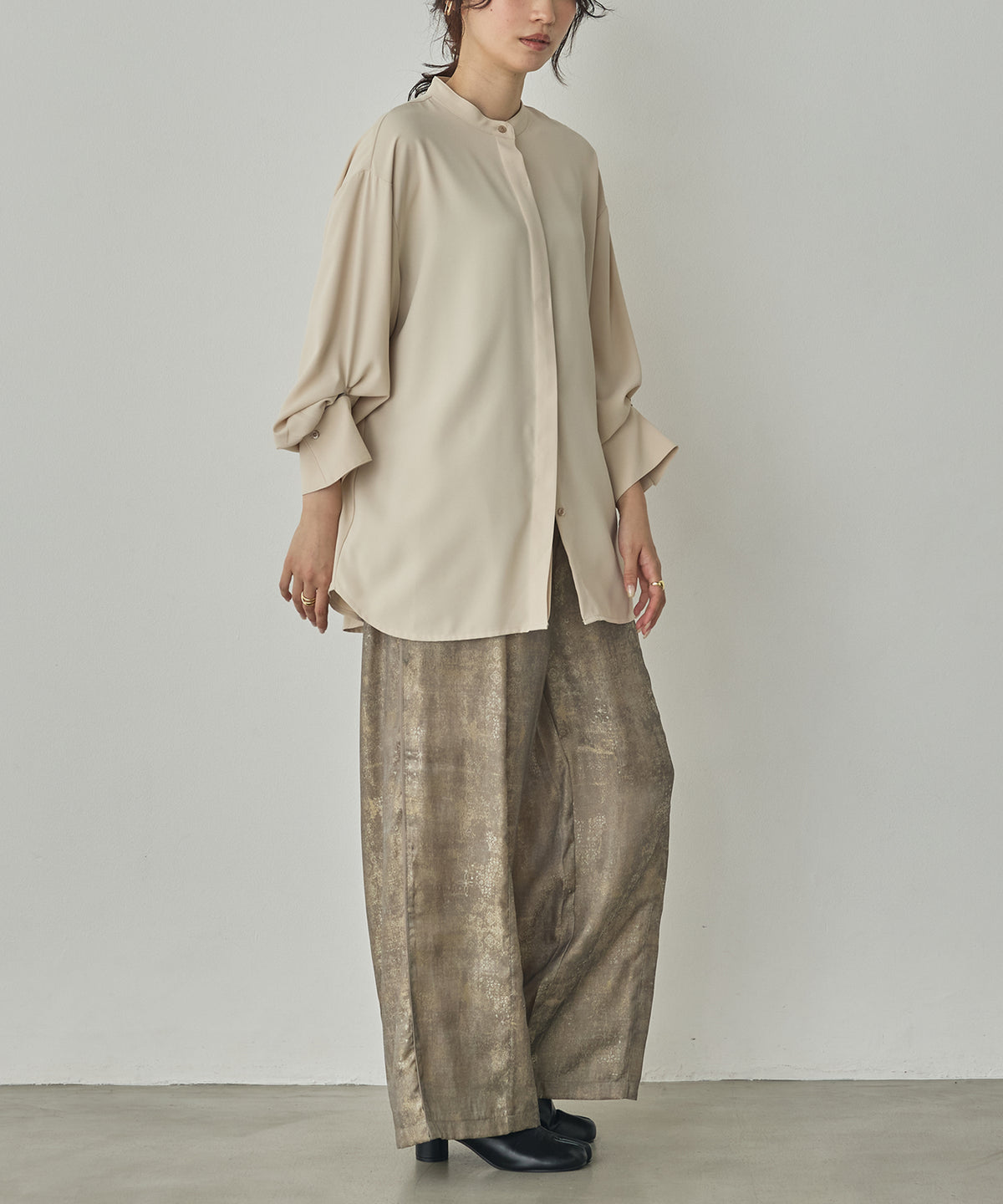 SHINY JACQUARD EASY PANTS