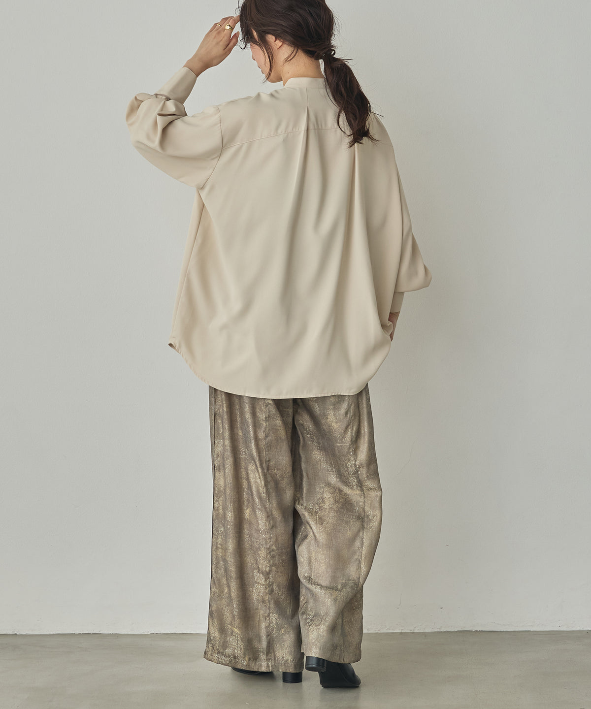 SHINY JACQUARD EASY PANTS