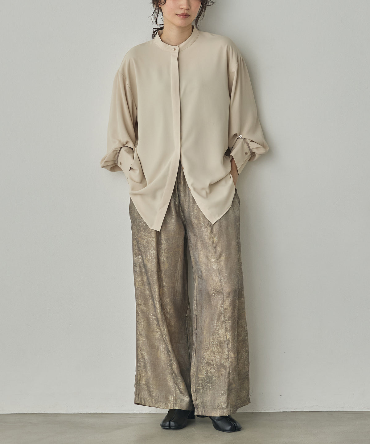 SHINY JACQUARD EASY PANTS