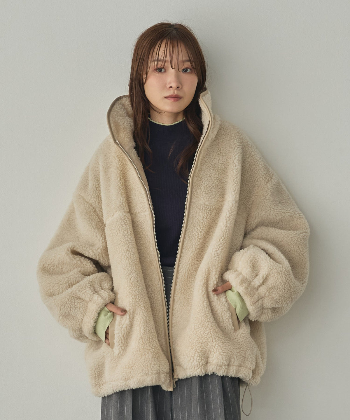 STAND-UP COLLAR SHEARLING JACKET