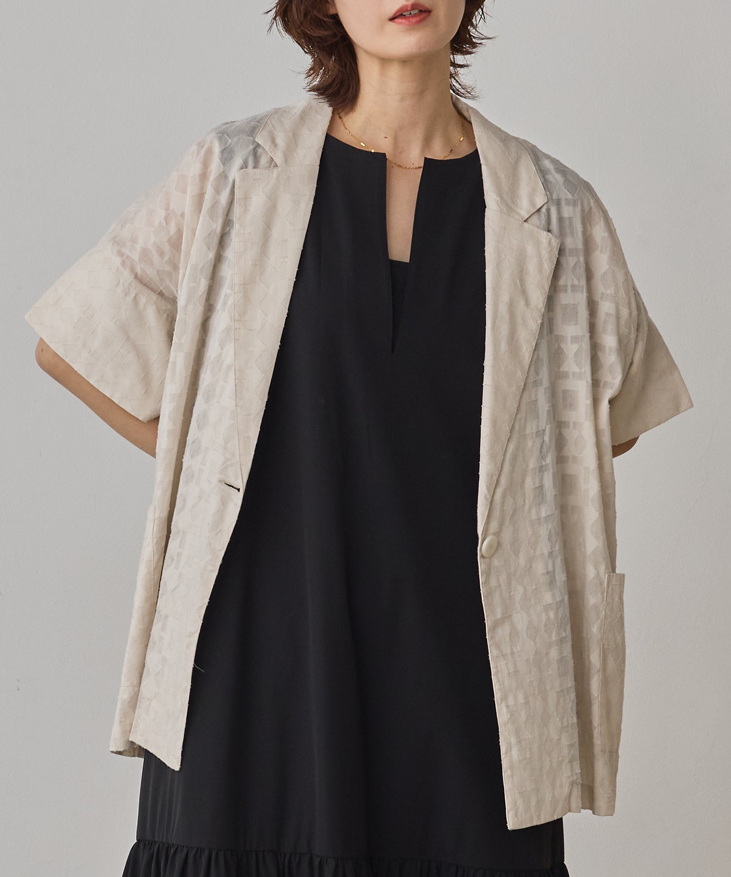 CUT-JACQUARD TAILORED JACKET