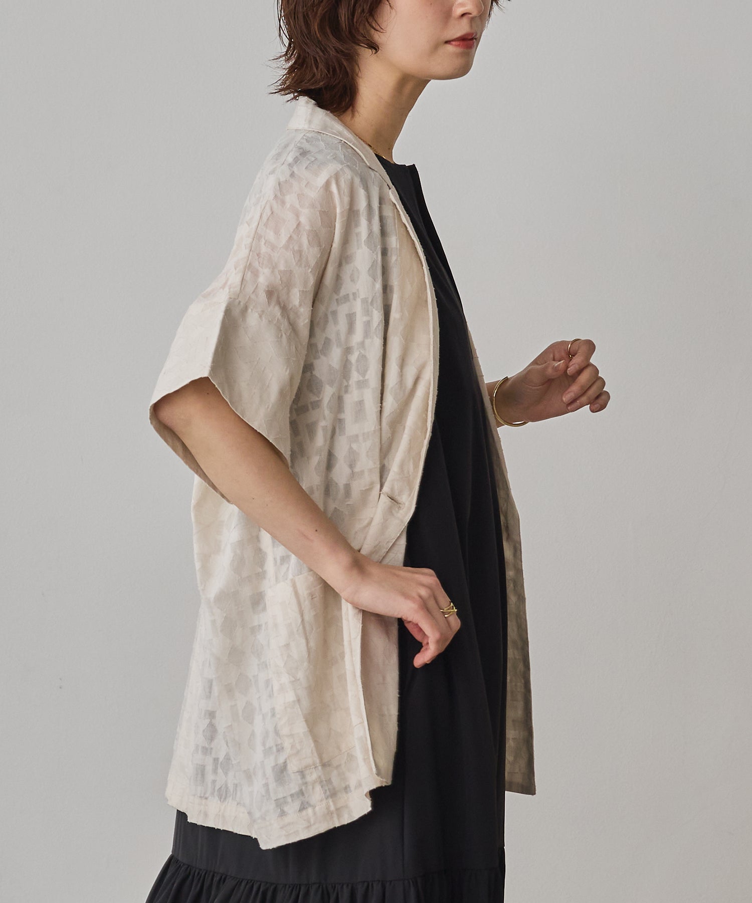 CUT-JACQUARD TAILORED JACKET