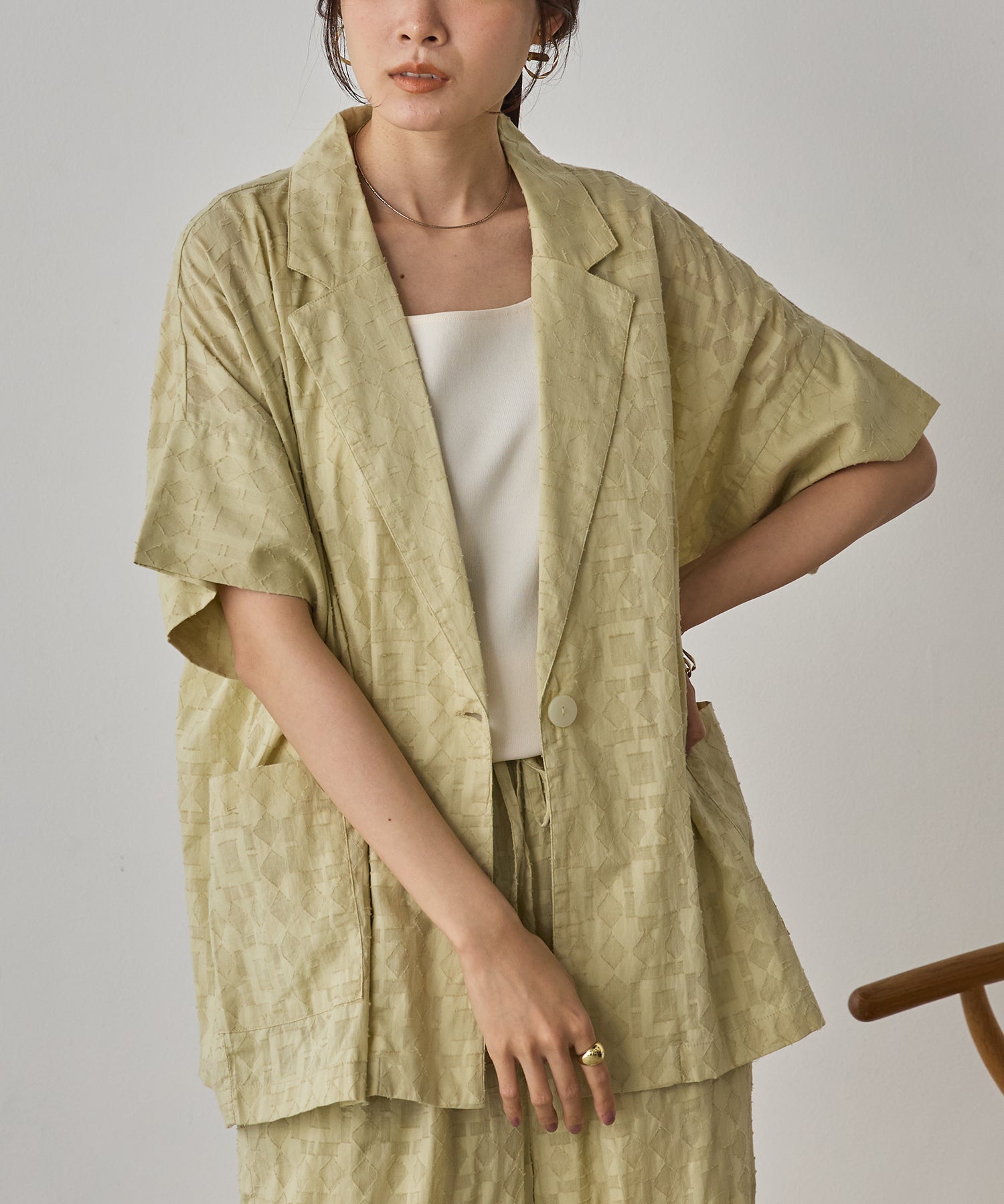 CUT-JACQUARD TAILORED JACKET