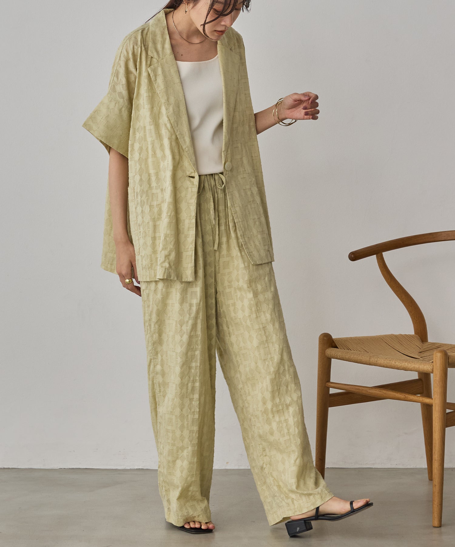 CUT-JACQUARD TAILORED JACKET