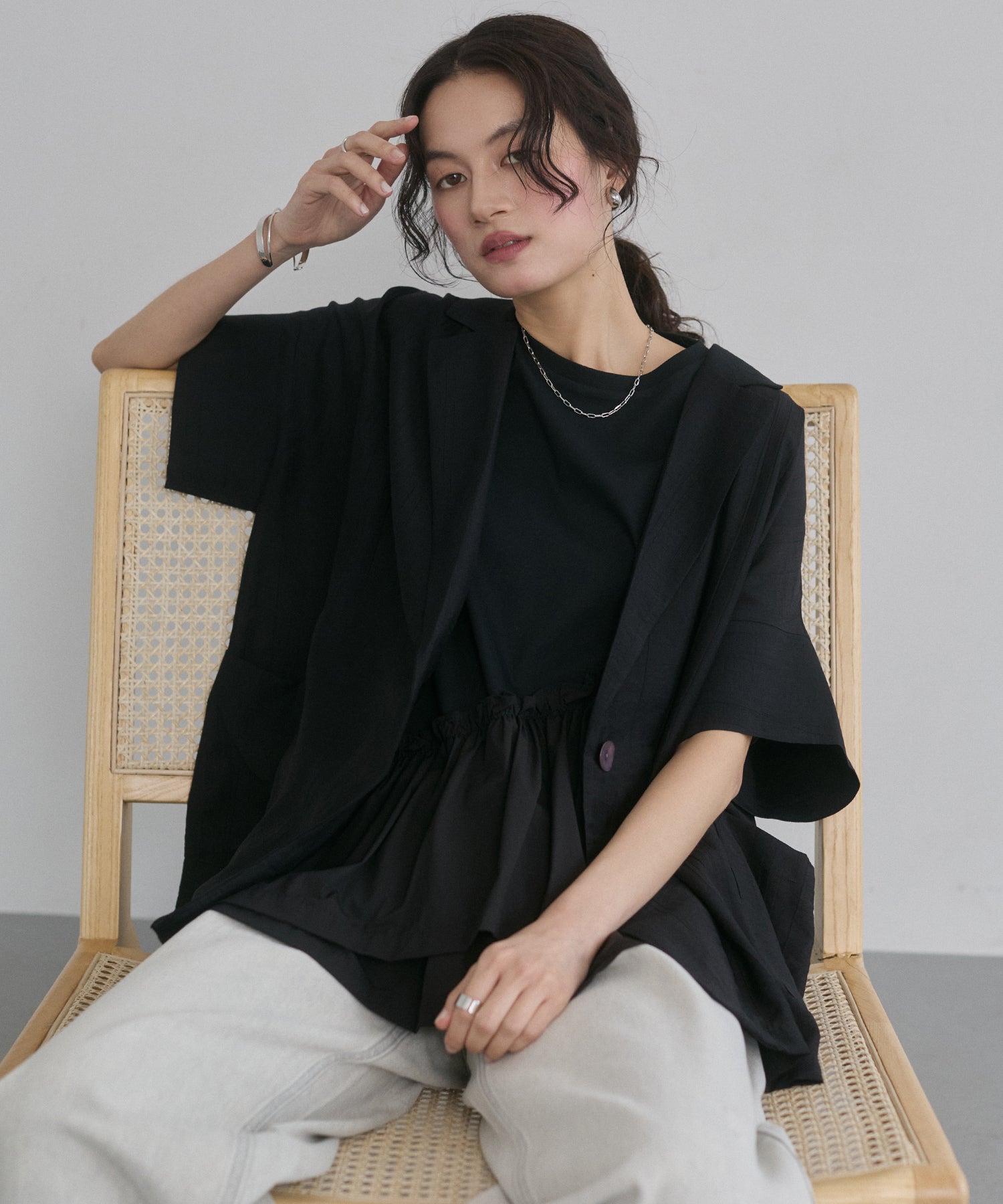 [LIMITED]WASH-SATIN SHIRT JACKET