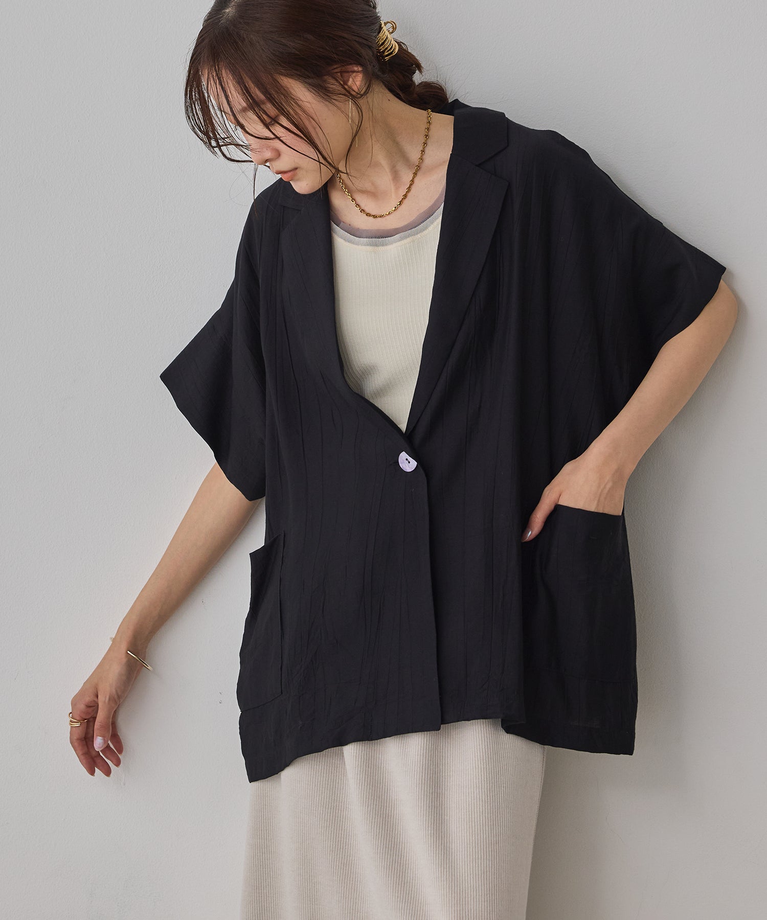 [LIMITED]WASH-SATIN SHIRT JACKET