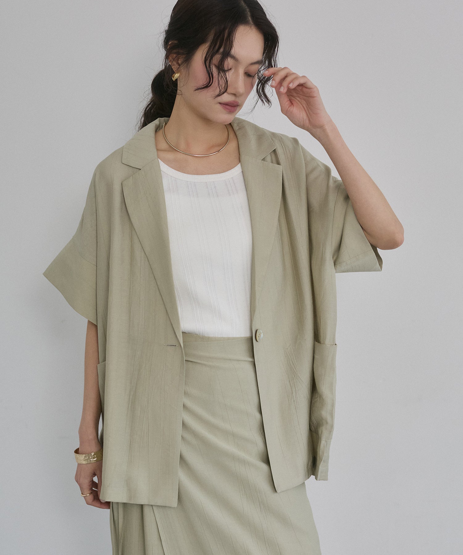 LIMITED]WASH-SATIN SHIRT JACKET