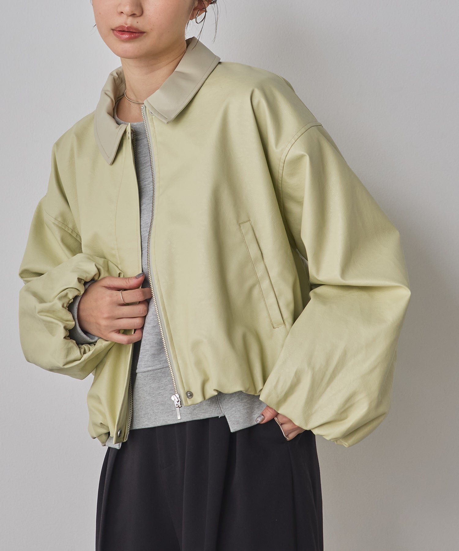 FAUX LEATHER BALLOON BLOUSON