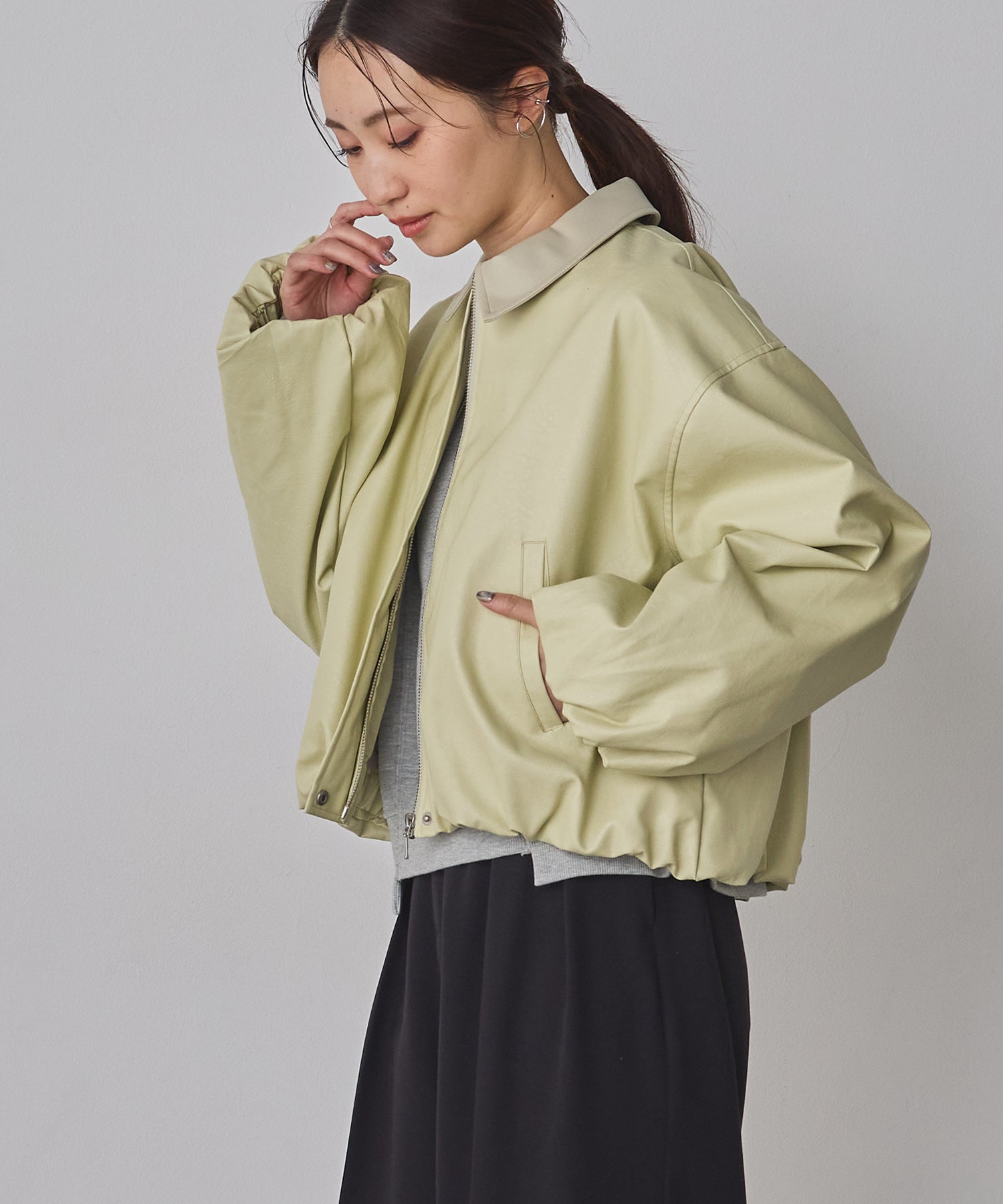 FAUX LEATHER BALLOON BLOUSON