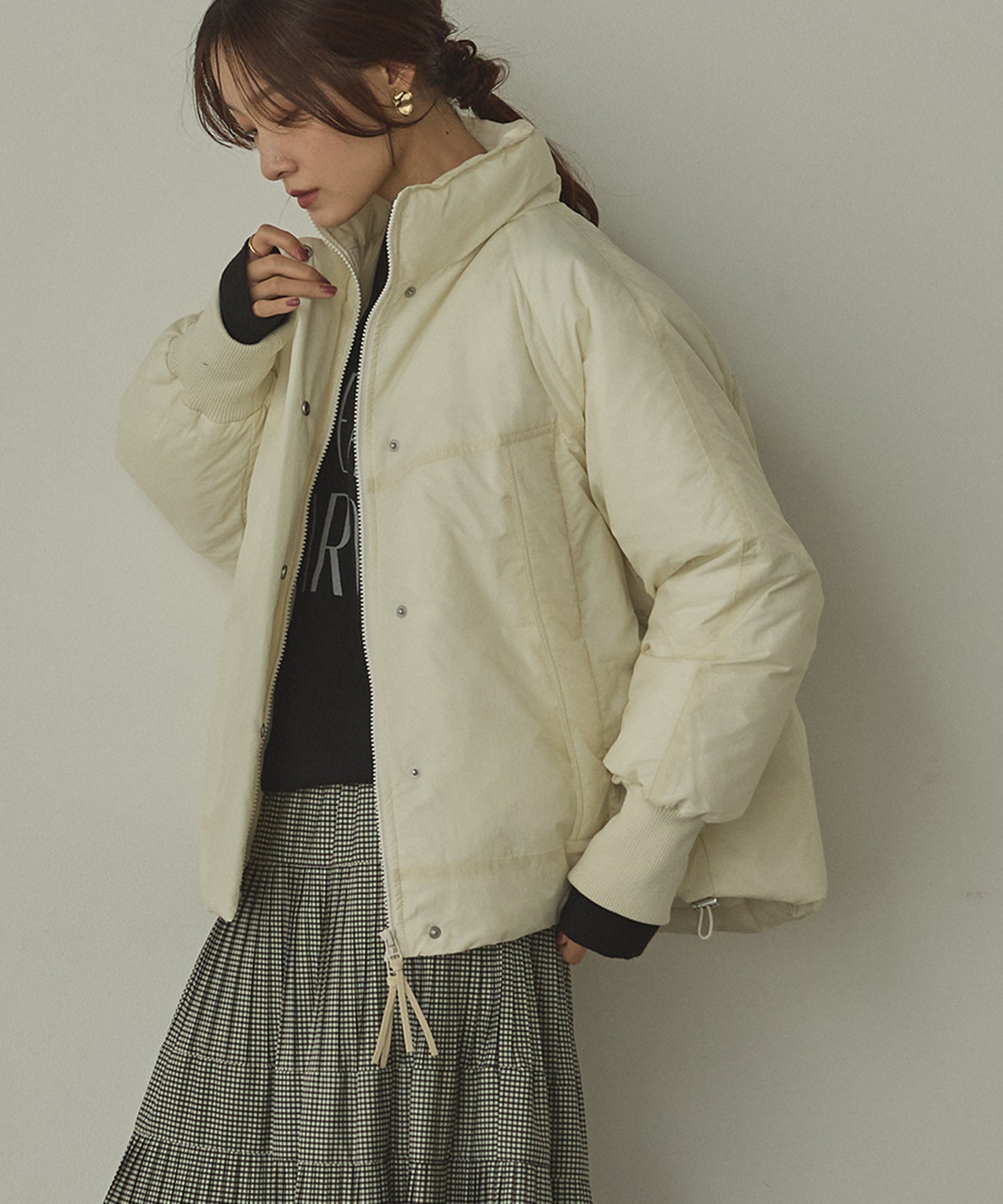 中綿 ワッシャーナイロン(撥水)ショートブルゾン