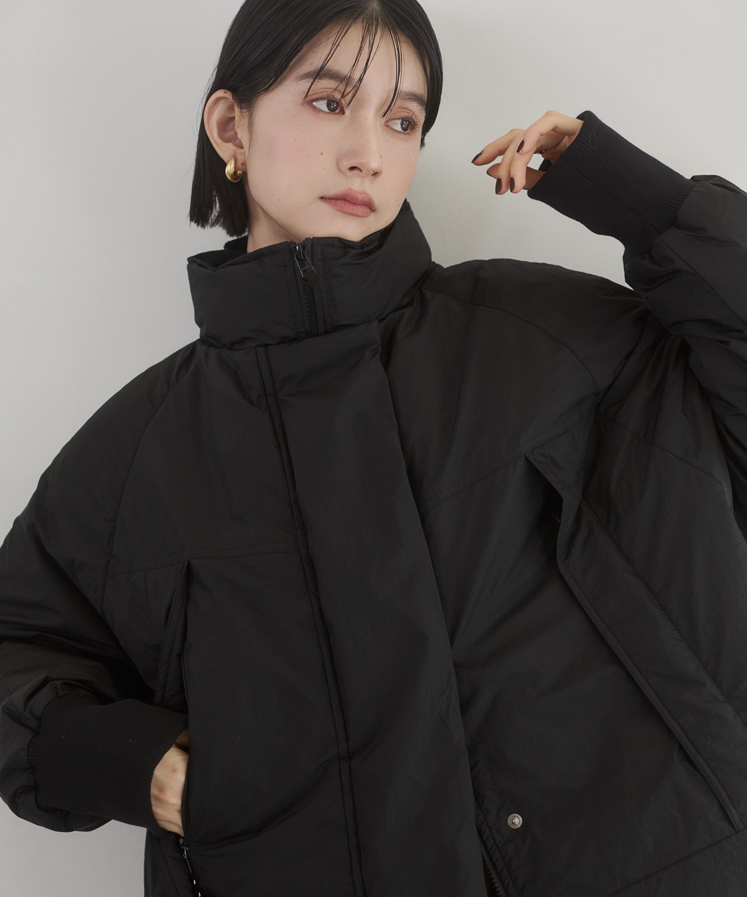 中綿 ワッシャーナイロン(撥水)ショートブルゾン