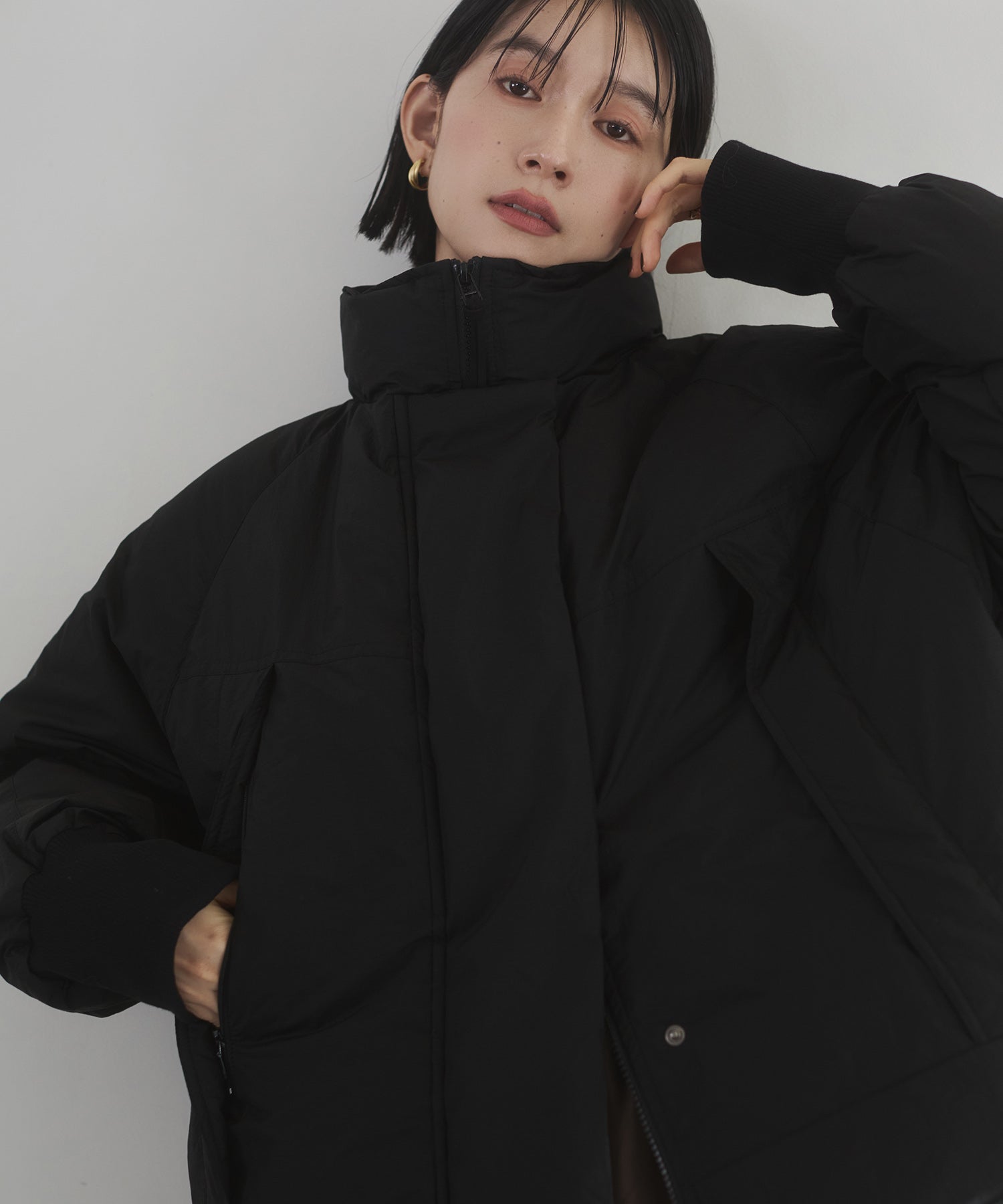 中綿 ワッシャーナイロン(撥水)ショートブルゾン