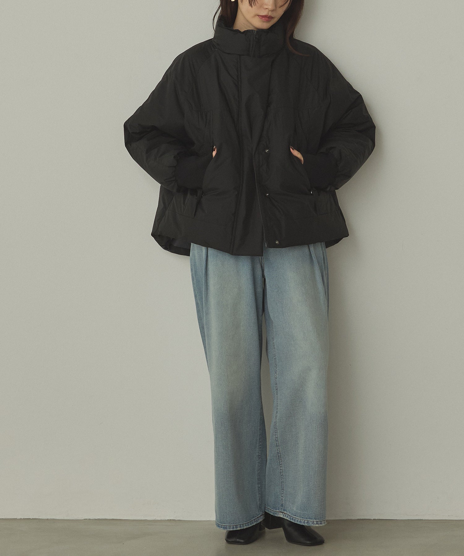 中綿 ワッシャーナイロン(撥水)ショートブルゾン