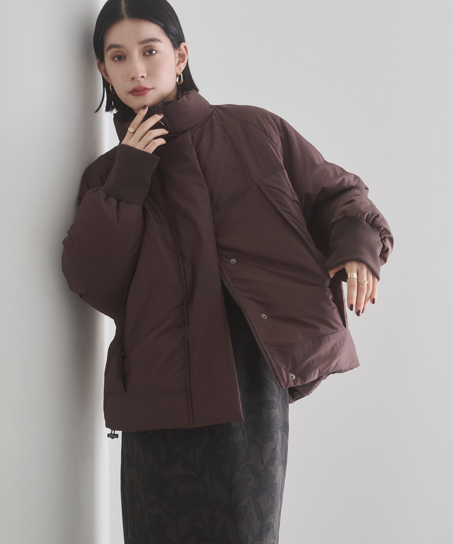 中綿 ワッシャーナイロン(撥水)ショートブルゾン