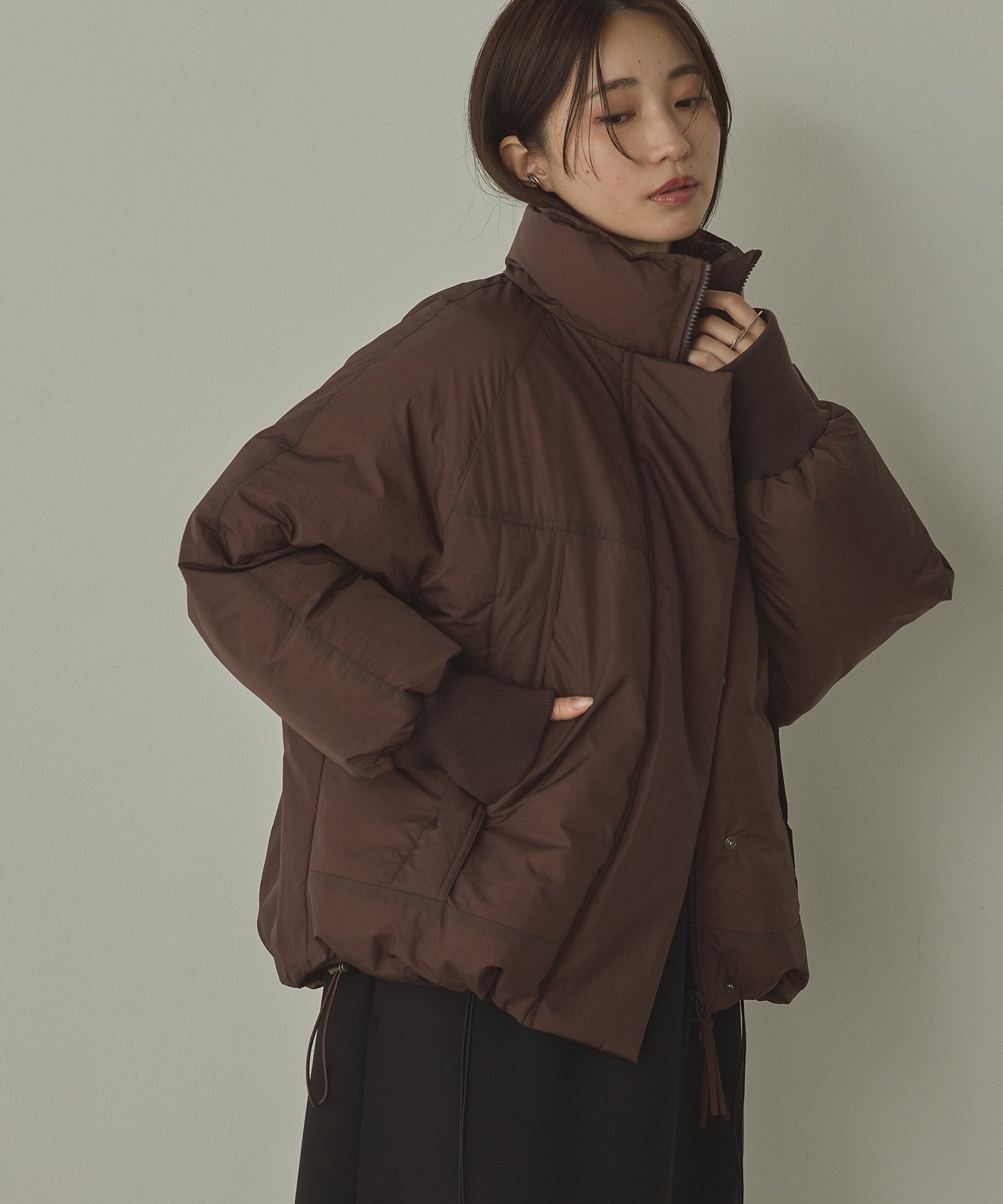 中綿 ワッシャーナイロン(撥水)ショートブルゾン