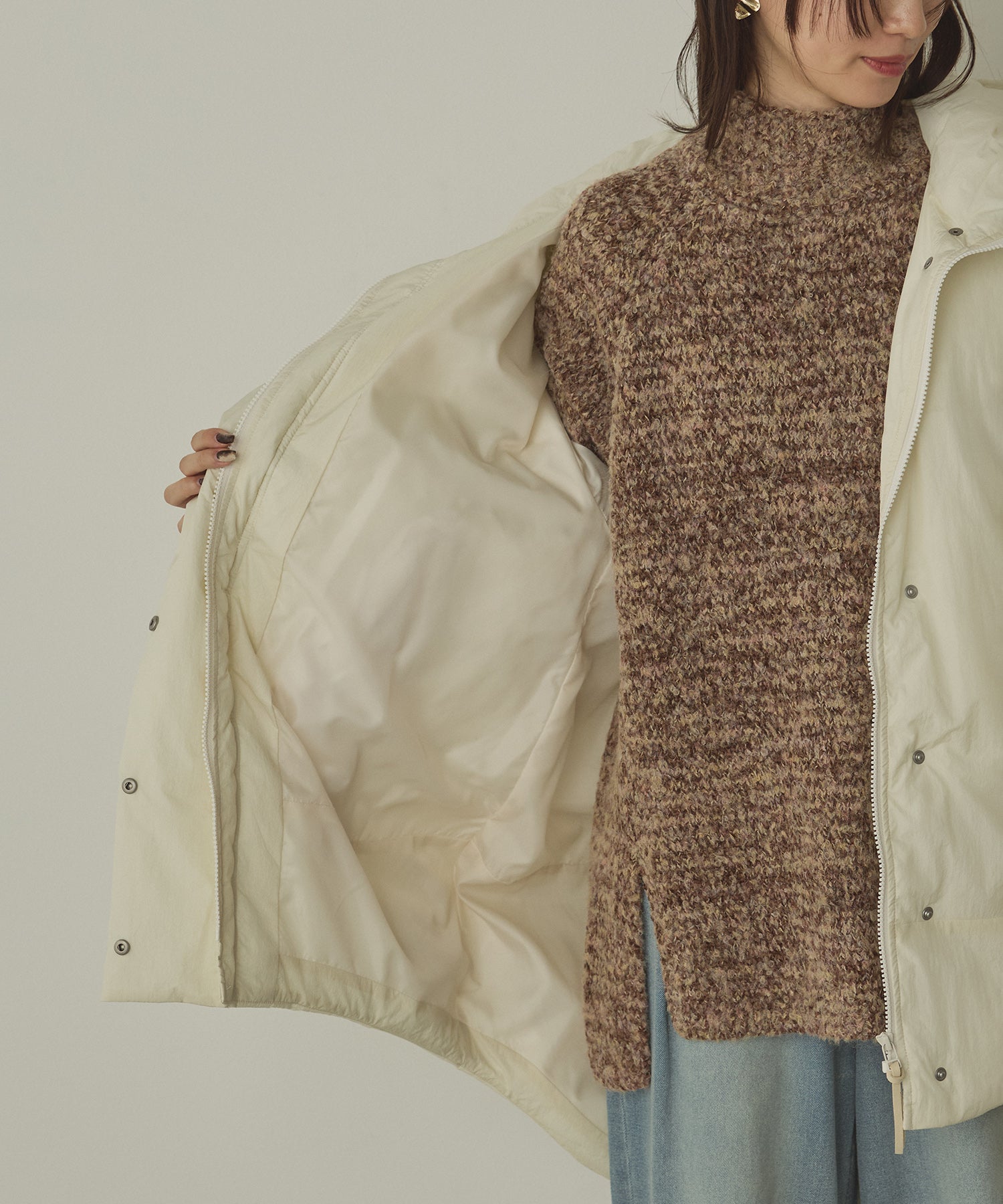 中綿 ワッシャーナイロン(撥水)ミディアムコート