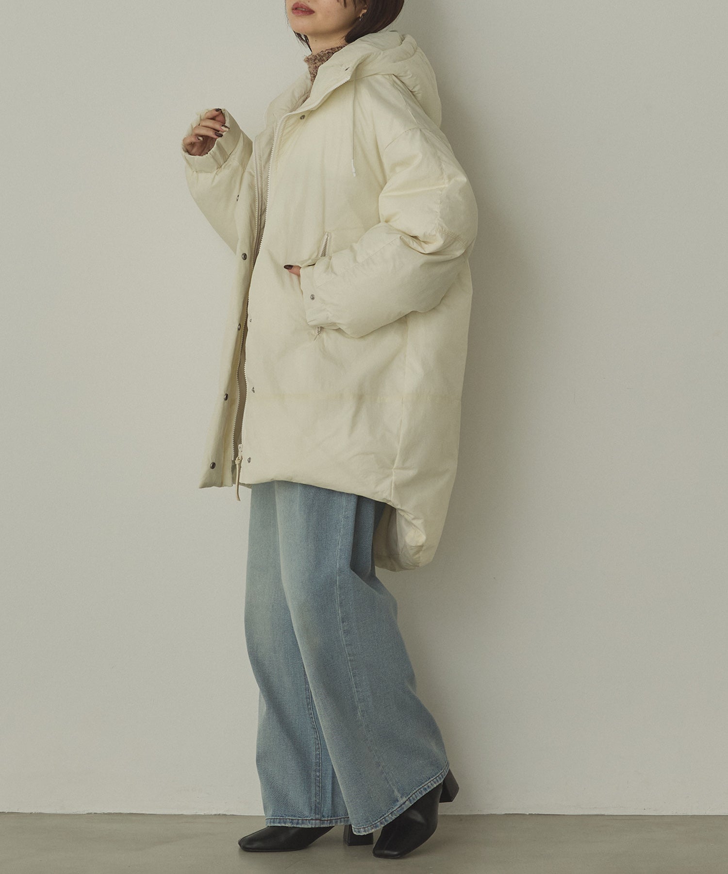 中綿 ワッシャーナイロン(撥水)ミディアムコート