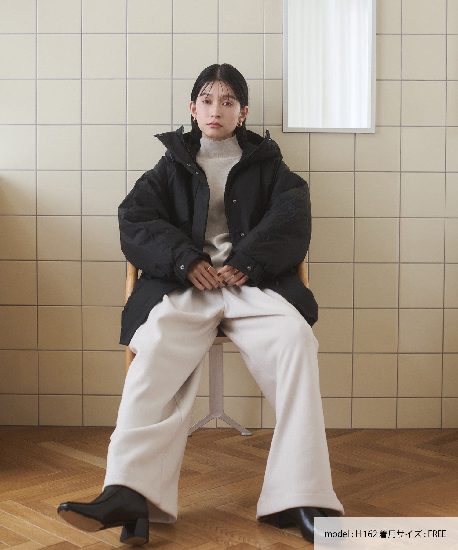 中綿 ワッシャーナイロン(撥水)ミディアムコート