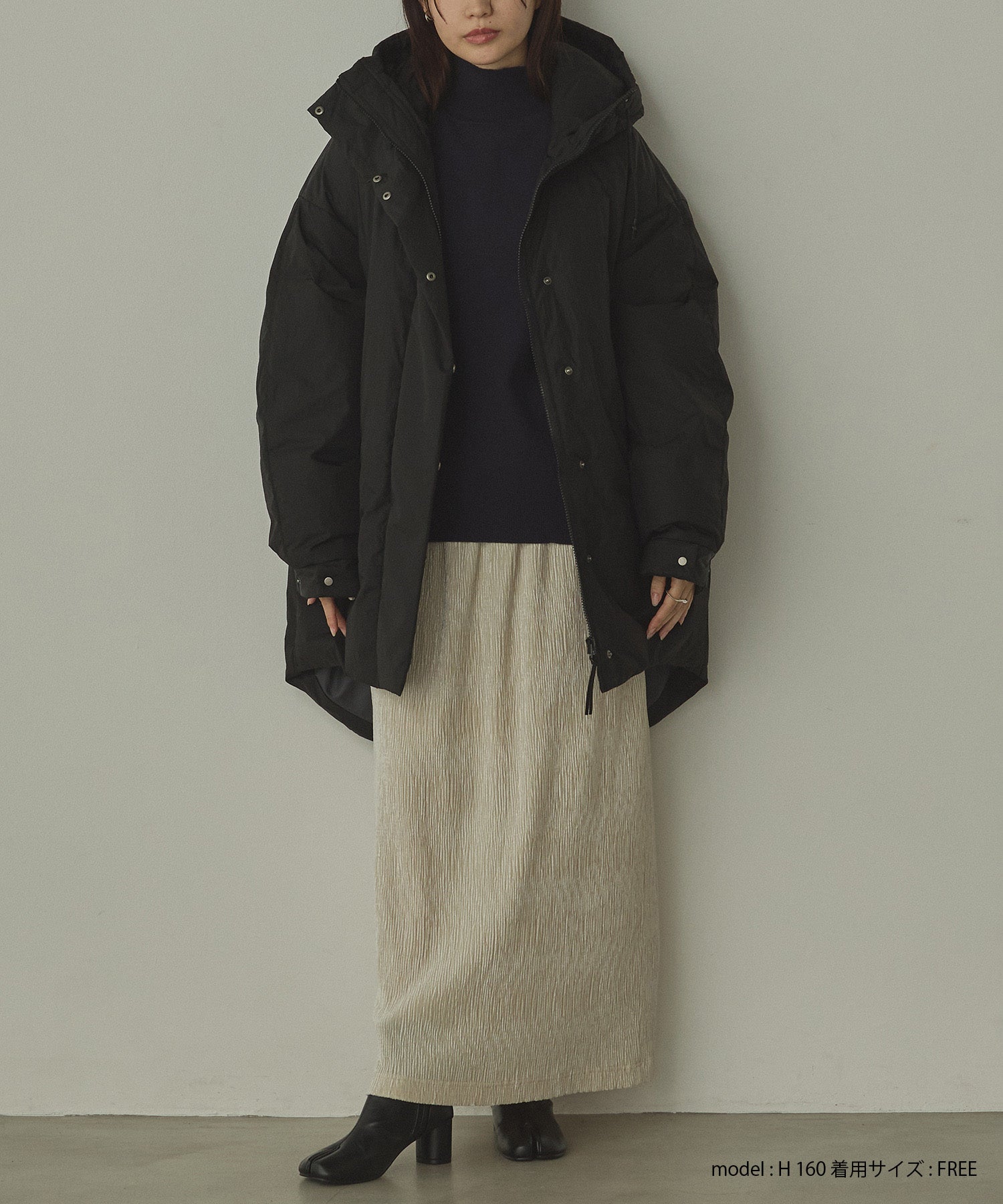 中綿 ワッシャーナイロン(撥水)ミディアムコート