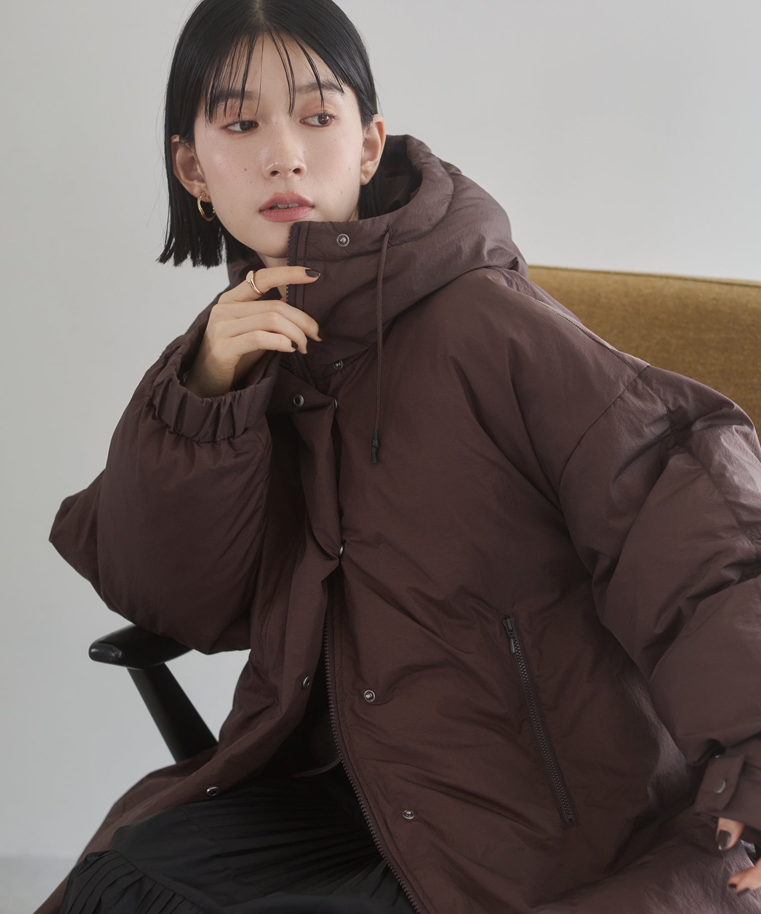 中綿 ワッシャーナイロン(撥水)ミディアムコート