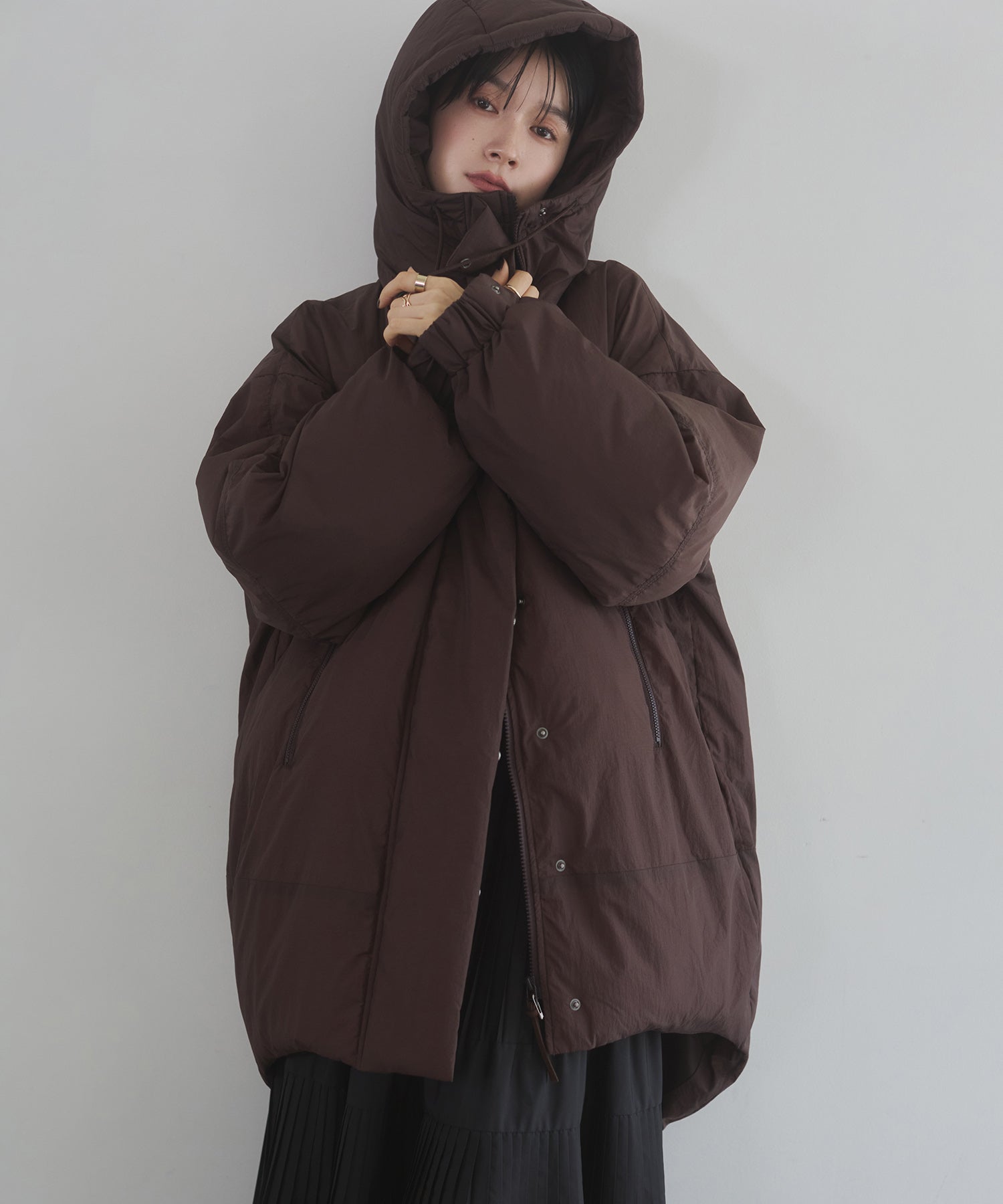 中綿 ワッシャーナイロン(撥水)ミディアムコート