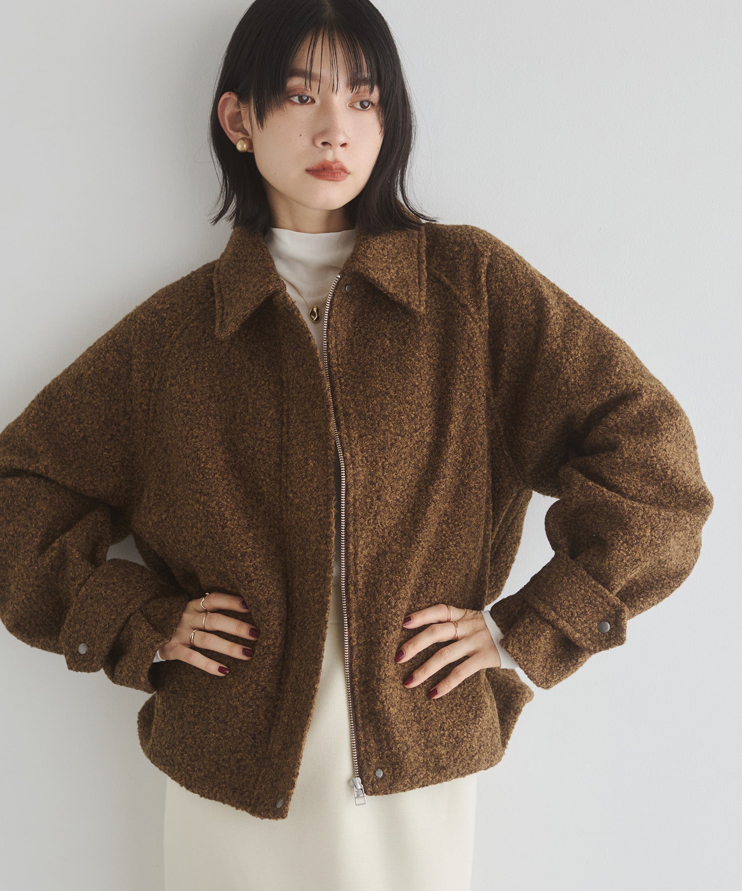 くるくるブークレ ショートブルゾン