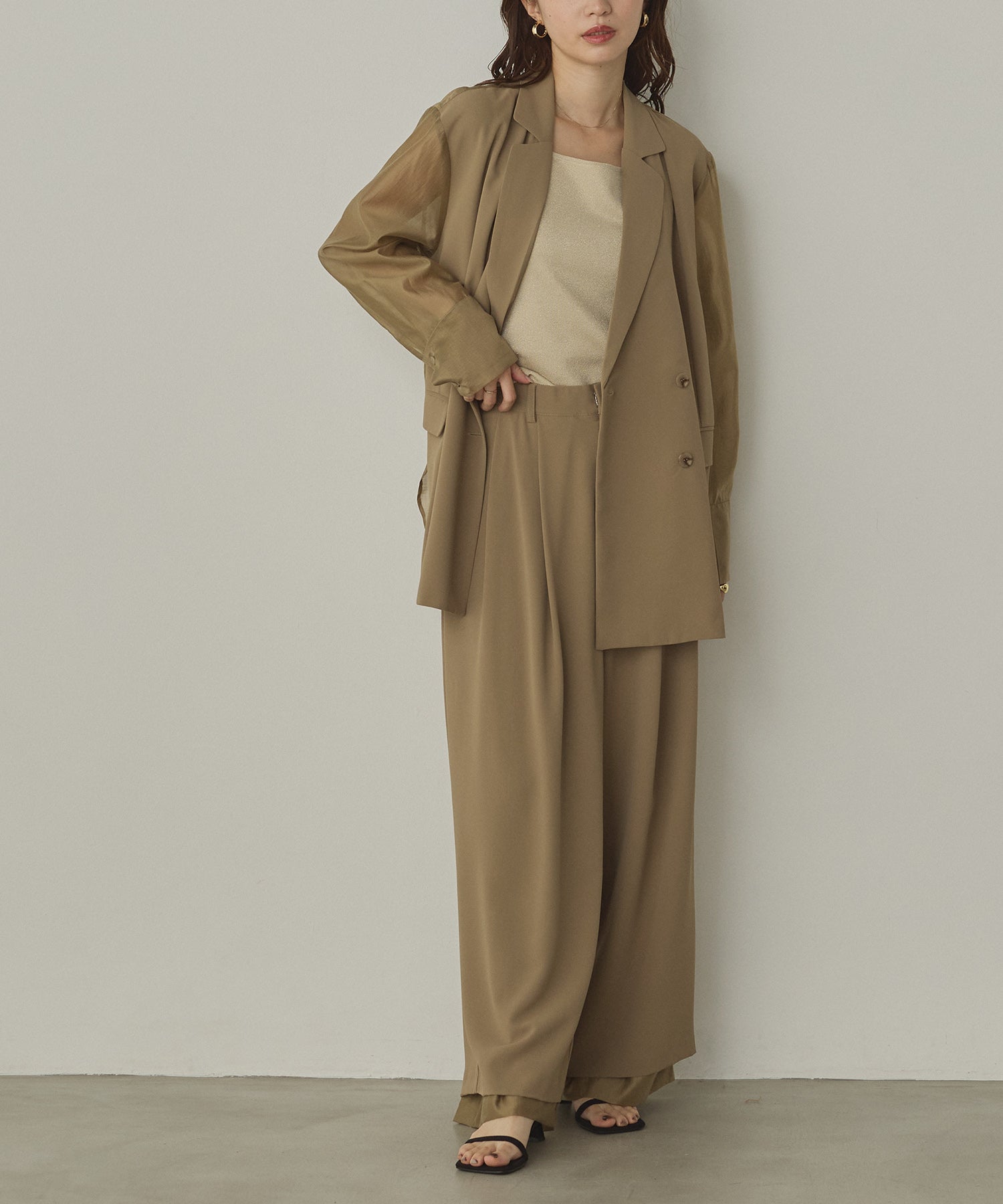 POLY TWILL SHEER TAILORED JACKET