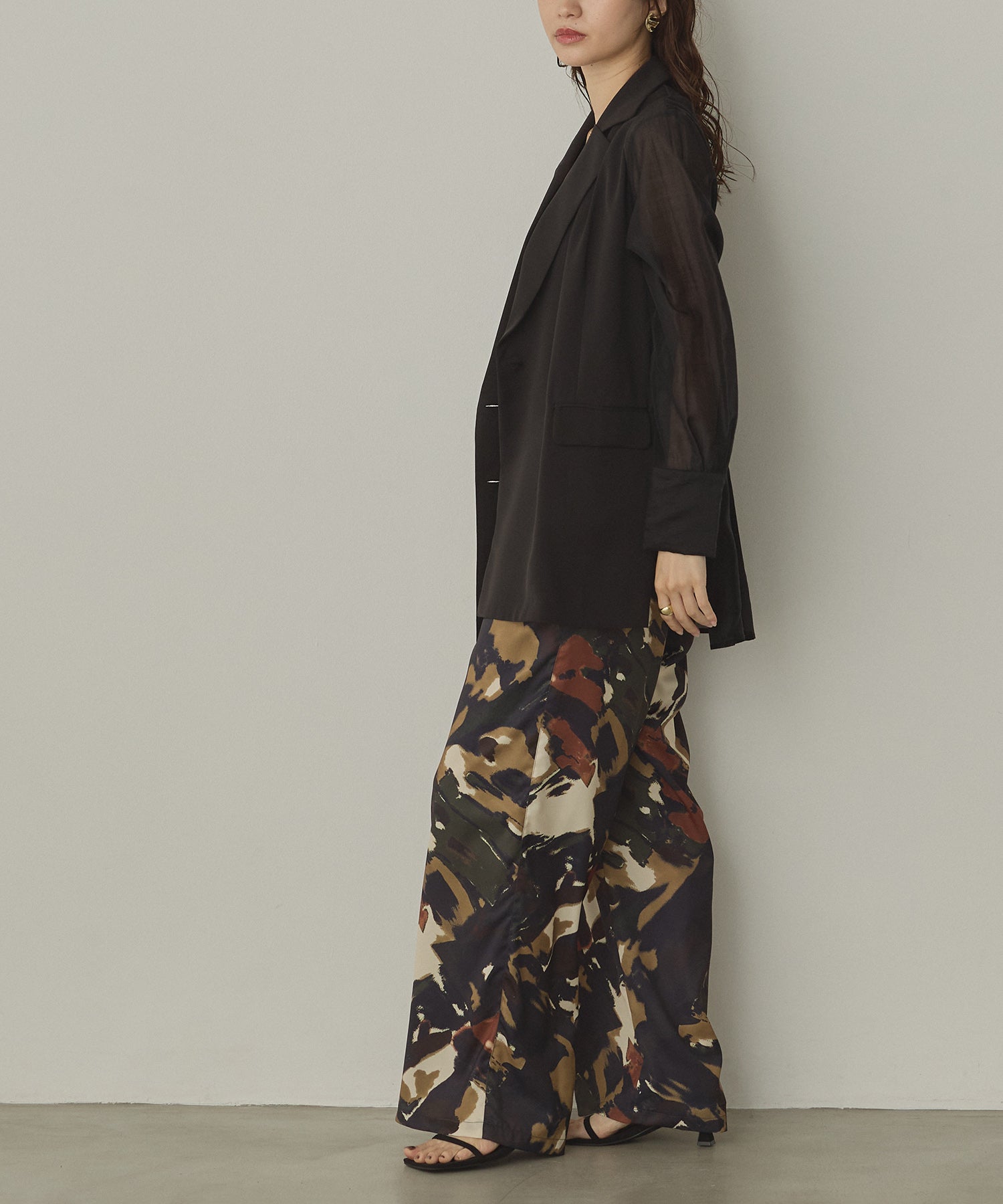POLY TWILL SHEER TAILORED JACKET