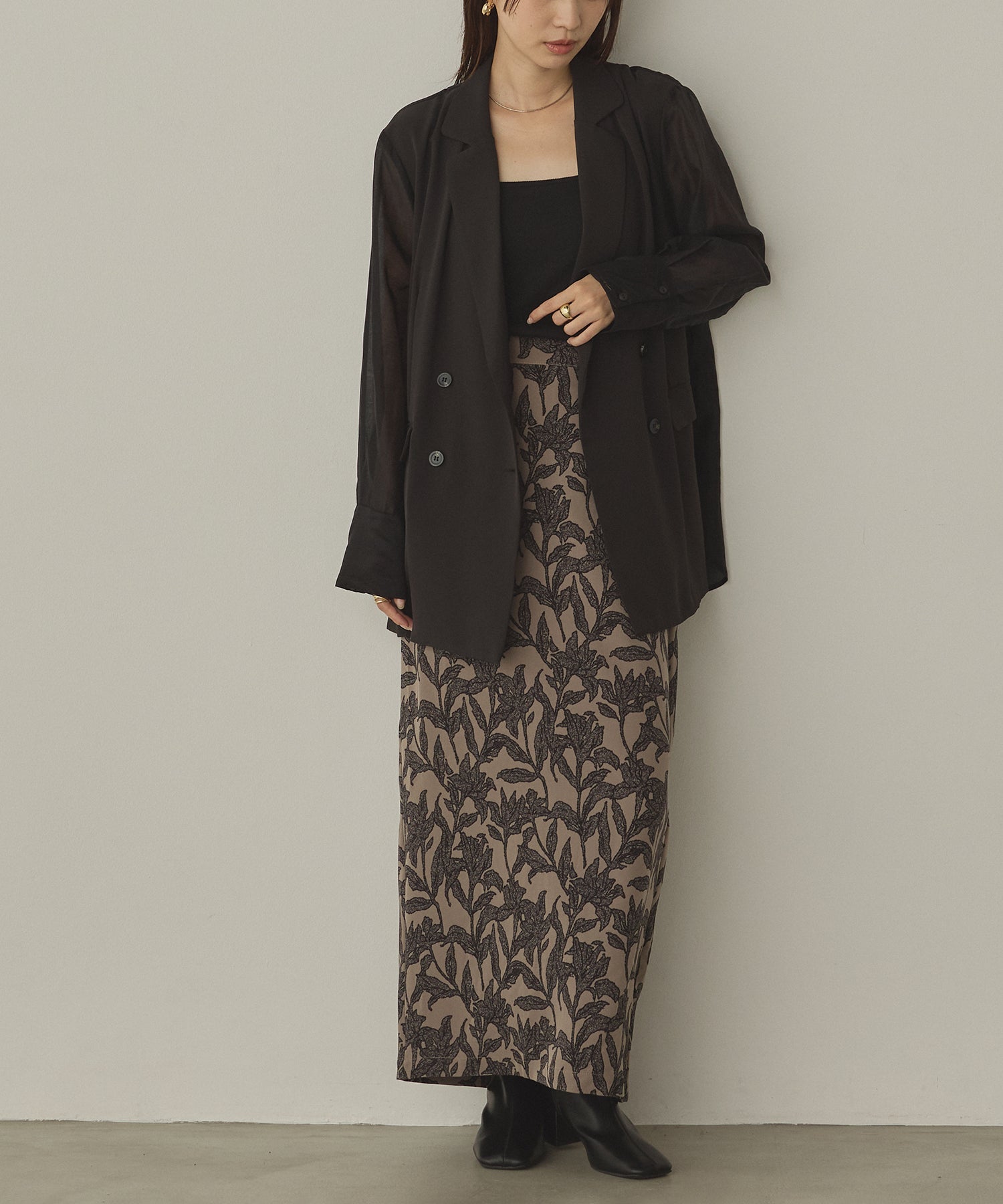 POLY TWILL SHEER TAILORED JACKET