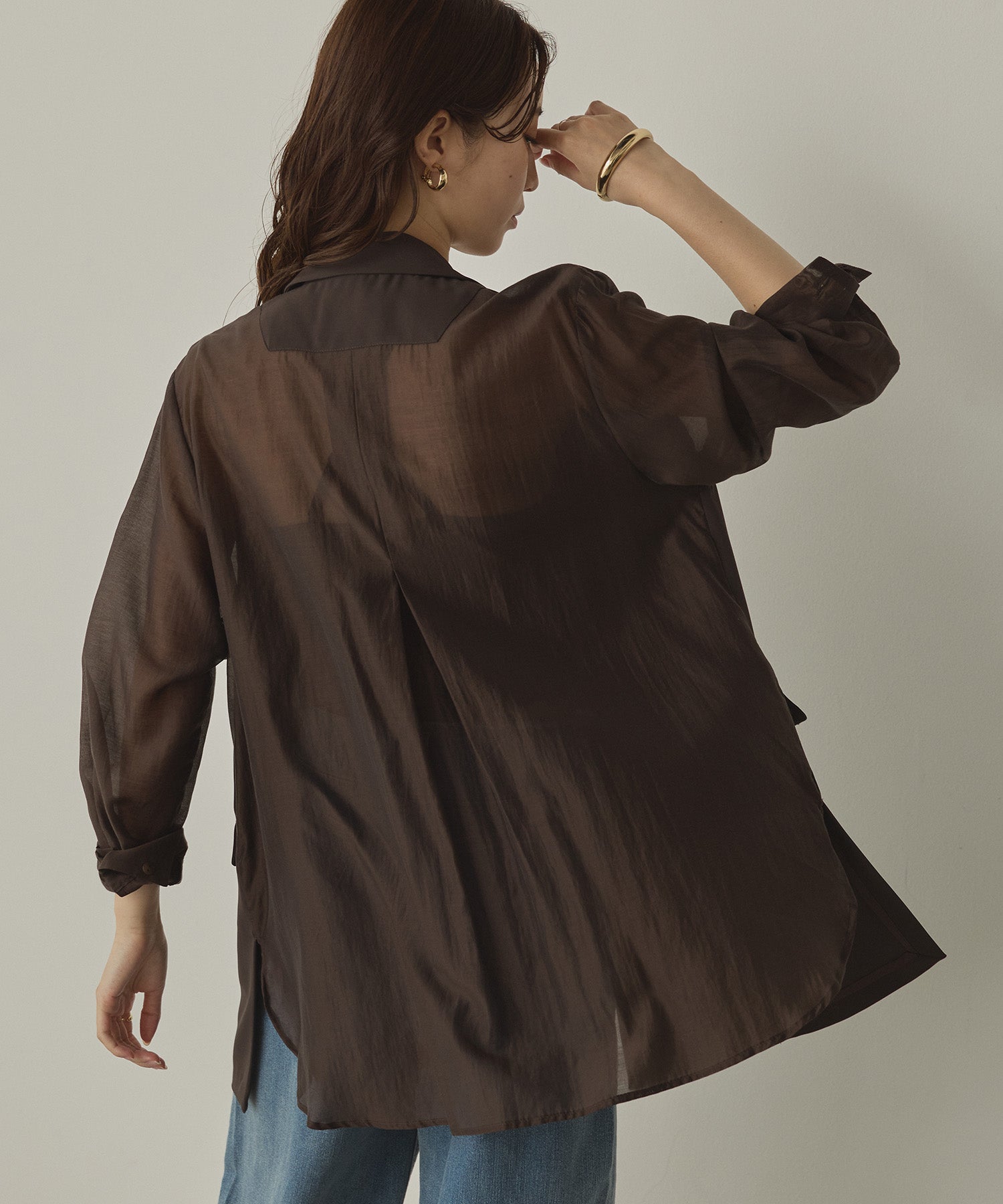POLY TWILL SHEER TAILORED JACKET