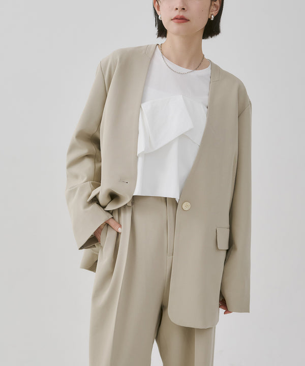 Polyrayon Backslit Collarless Jacket