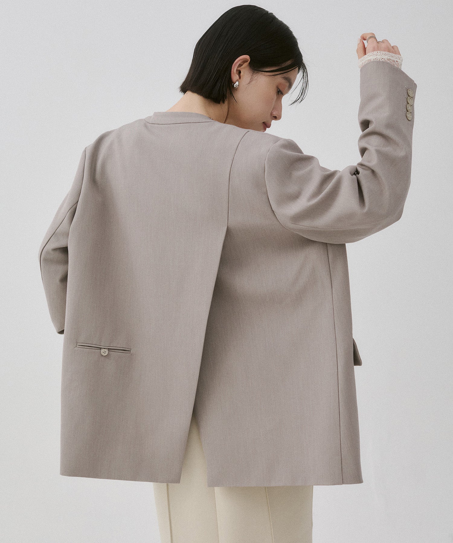 POLYRAYON COLLARLESS JACKET