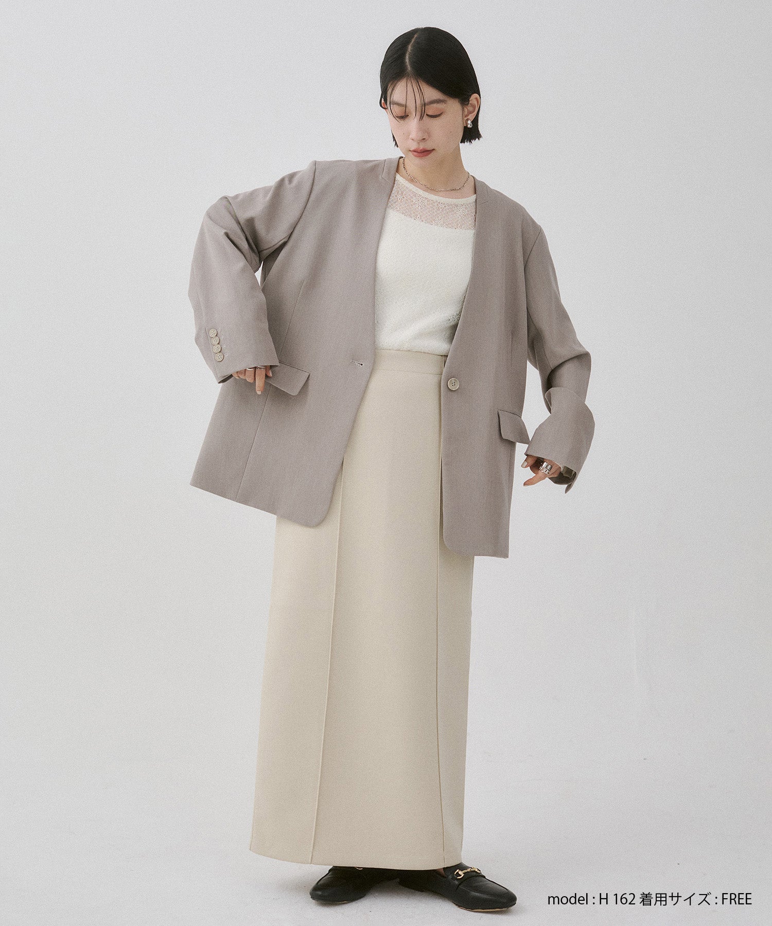 POLYRAYON COLLARLESS JACKET