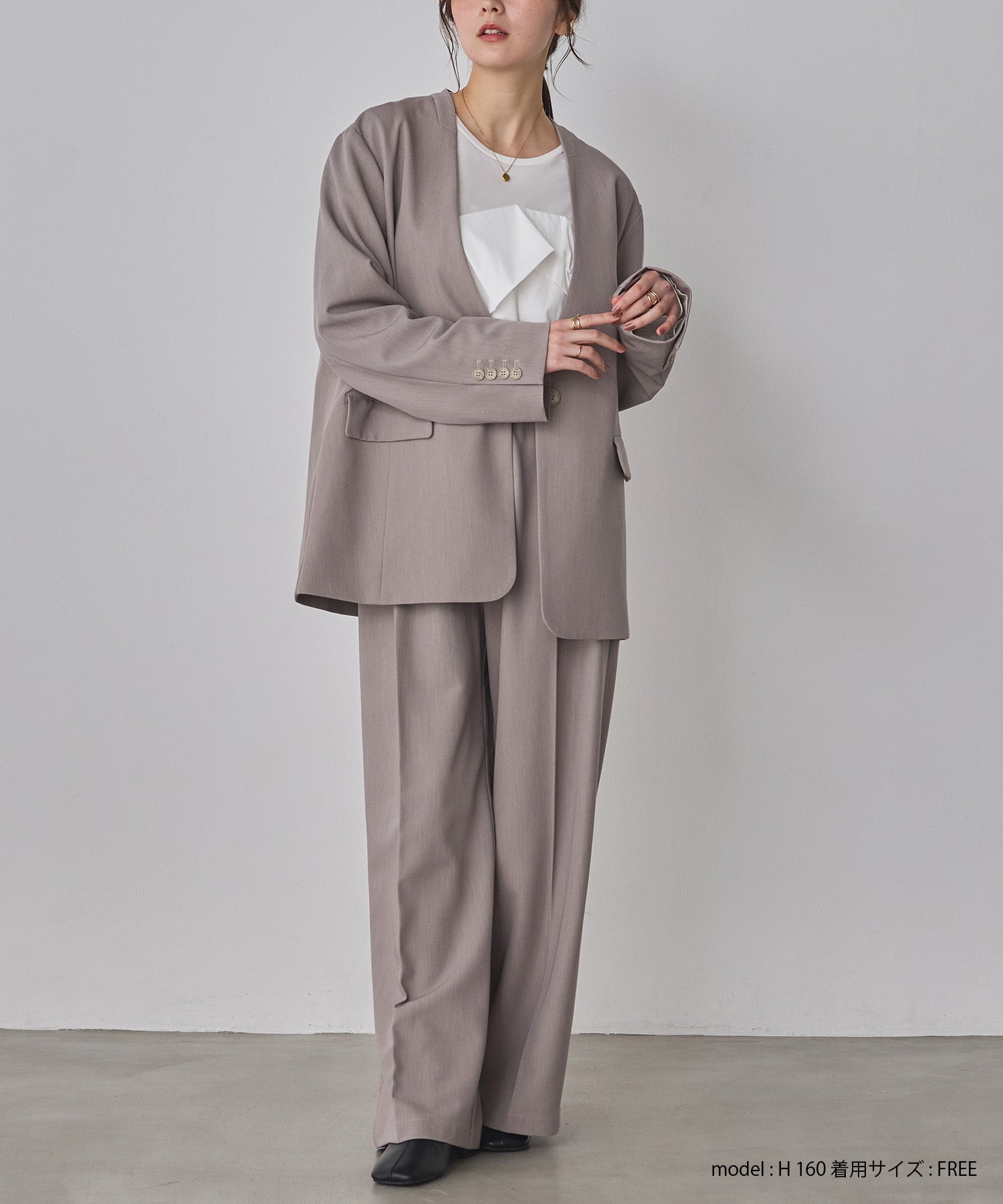 ポリレーヨン バックスリット ノーカラージャケット