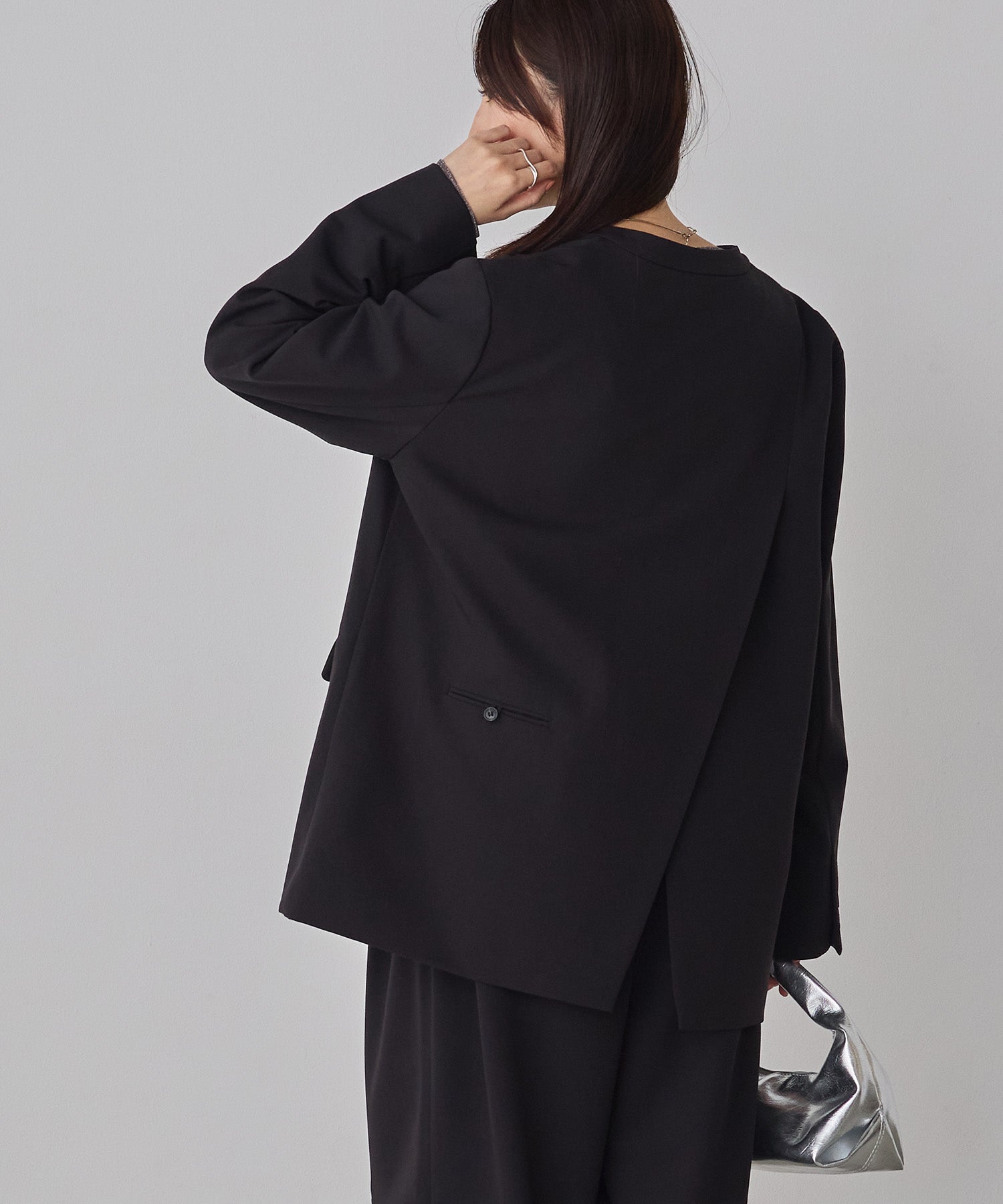 ポリレーヨン バックスリット ノーカラージャケット