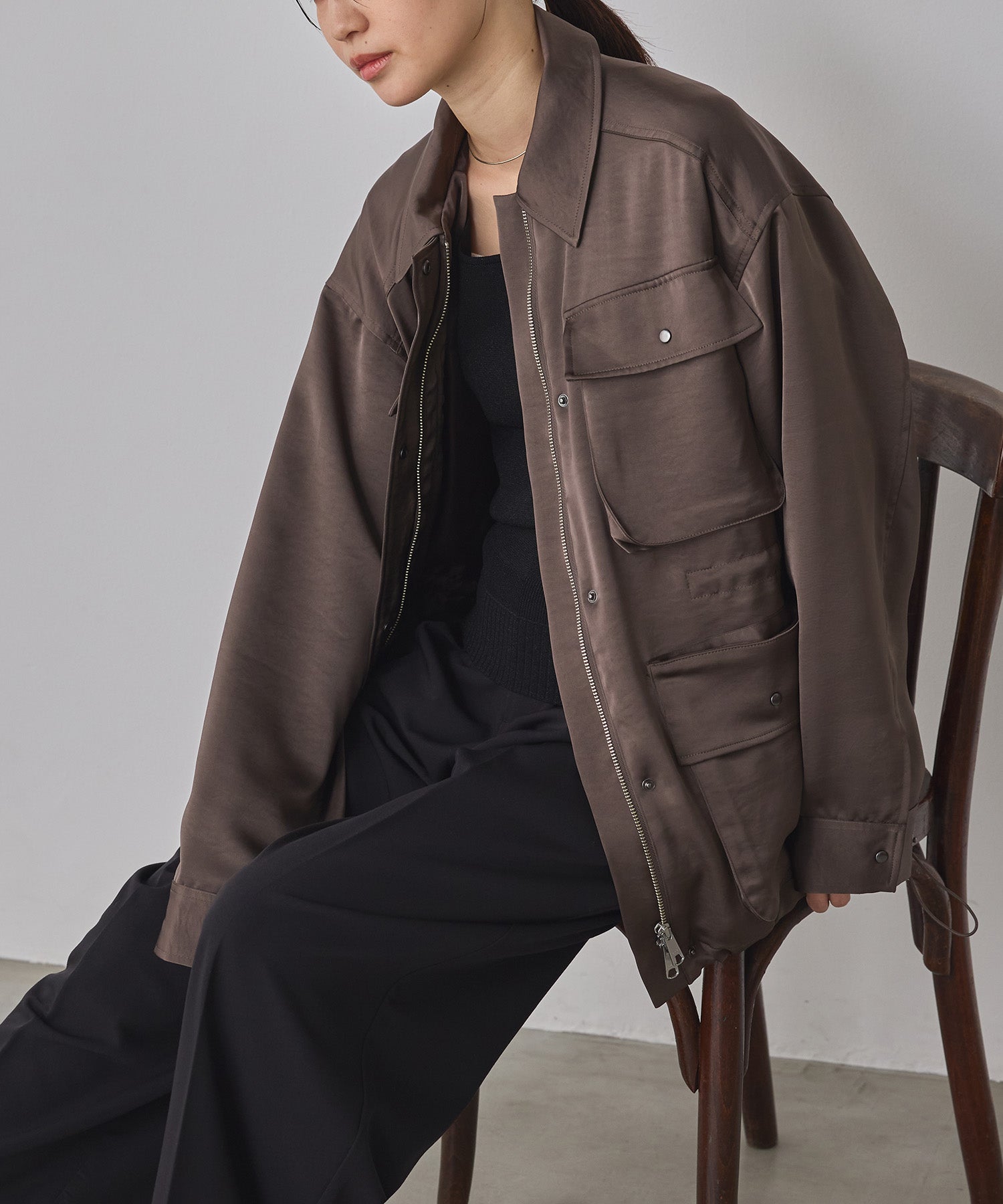 SATIN BIG POCKET LIGHT BLOUSON