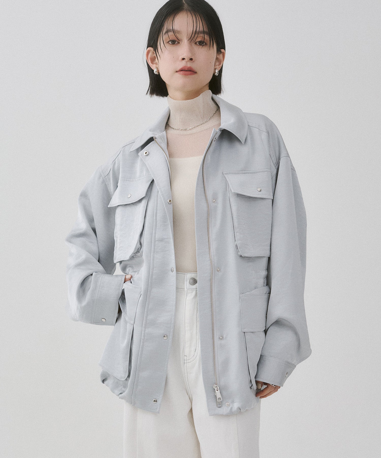 サテン ライトブルゾン