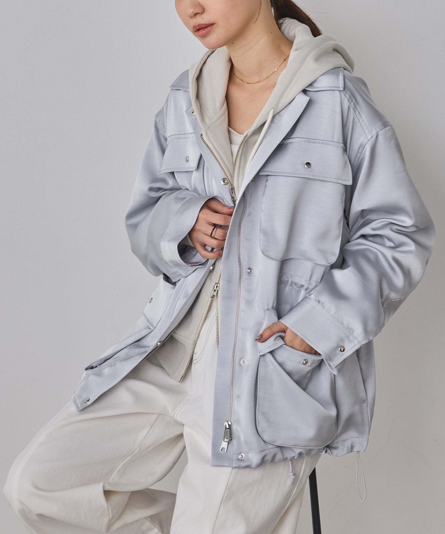 SATIN BIG POCKET LIGHT BLOUSON