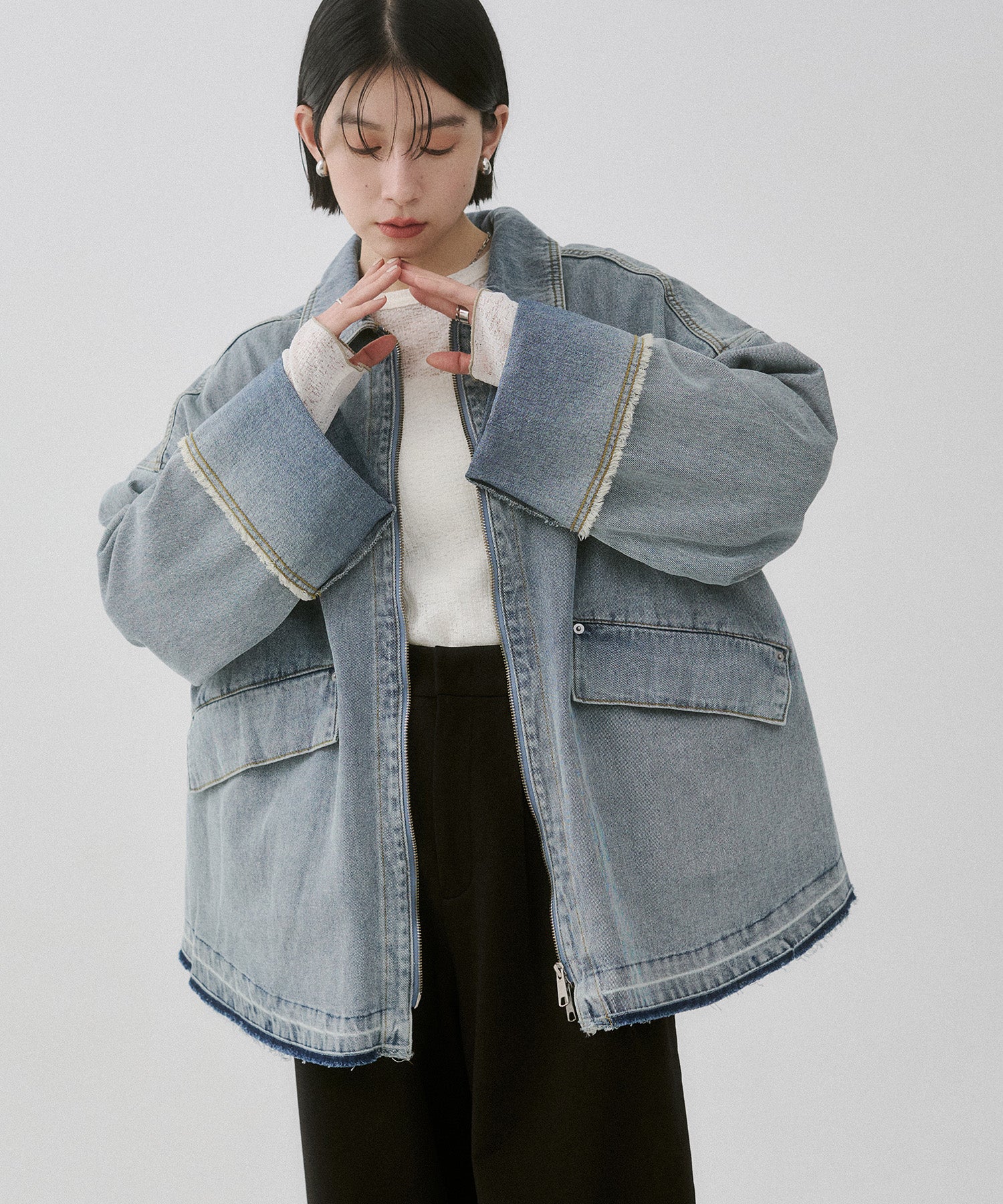DENIM/TWILL DOUBLE ZIP BLOUSON