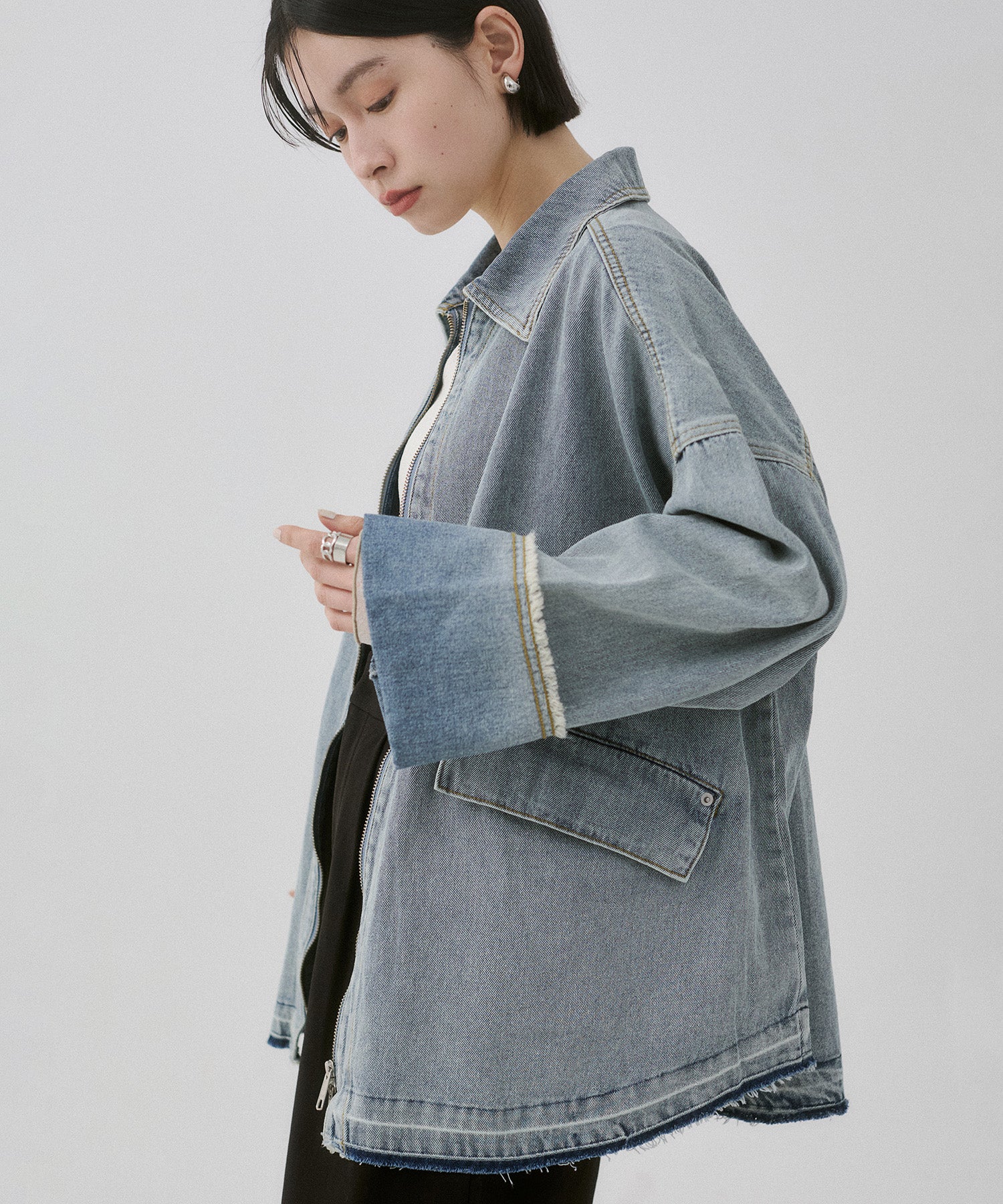 デニム/ツイル Wジップ オーバーブルゾン