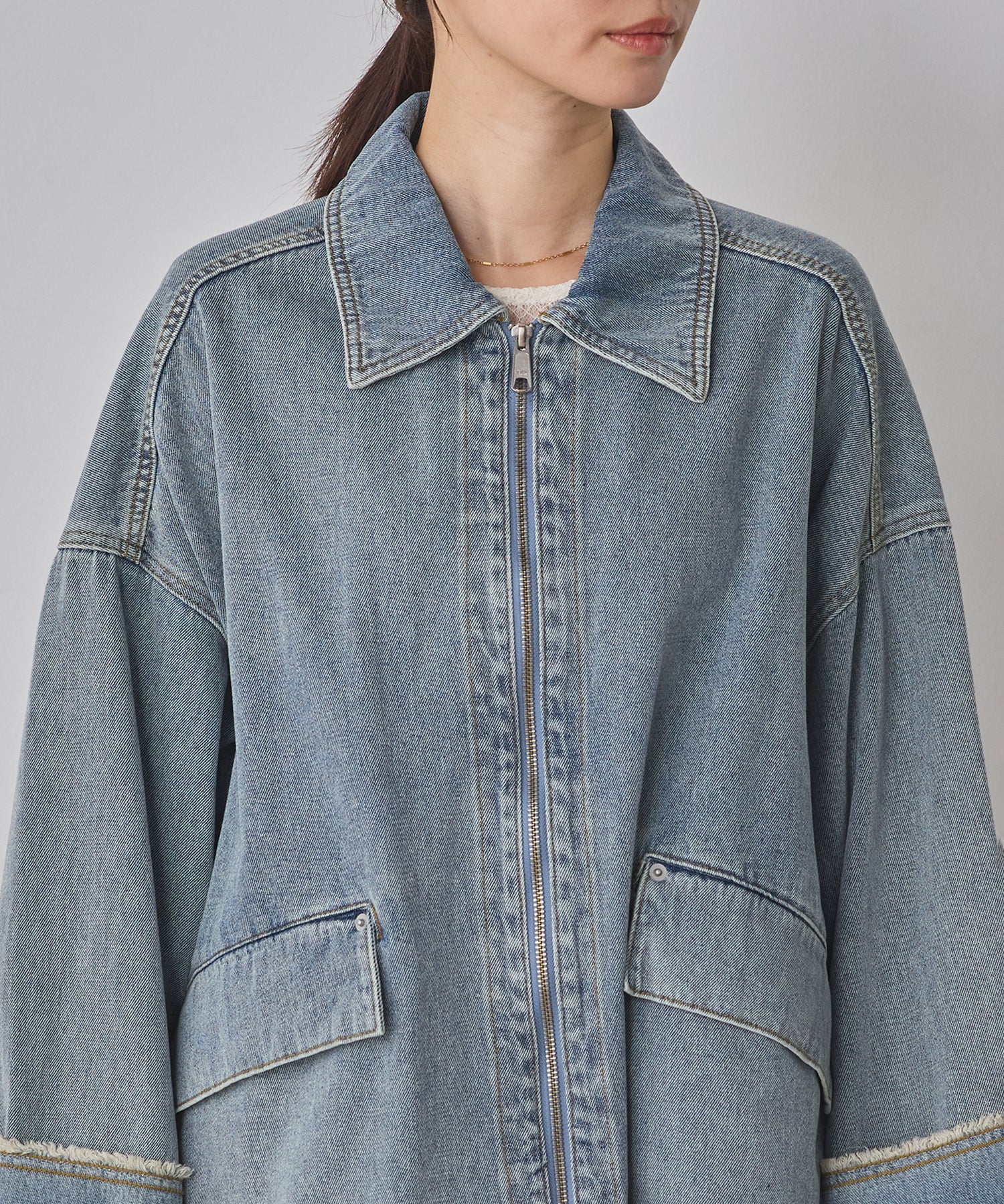 デニム/ツイル Wジップ オーバーブルゾン