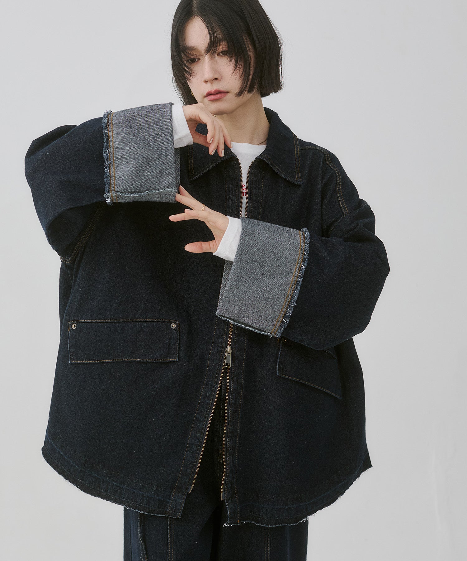 デニム/ツイル Wジップ オーバーブルゾン