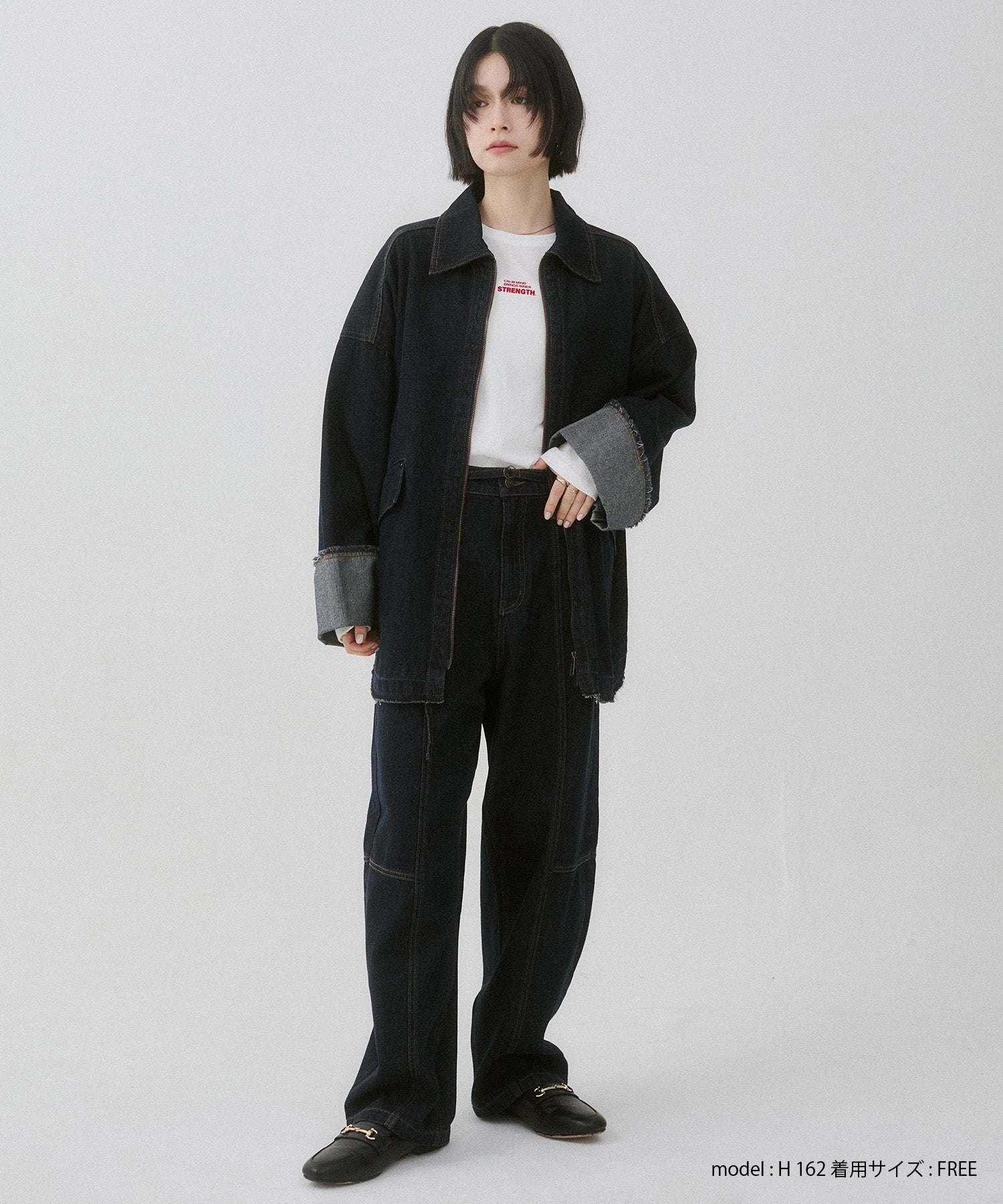 DENIM/TWILL DOUBLE ZIP BLOUSON