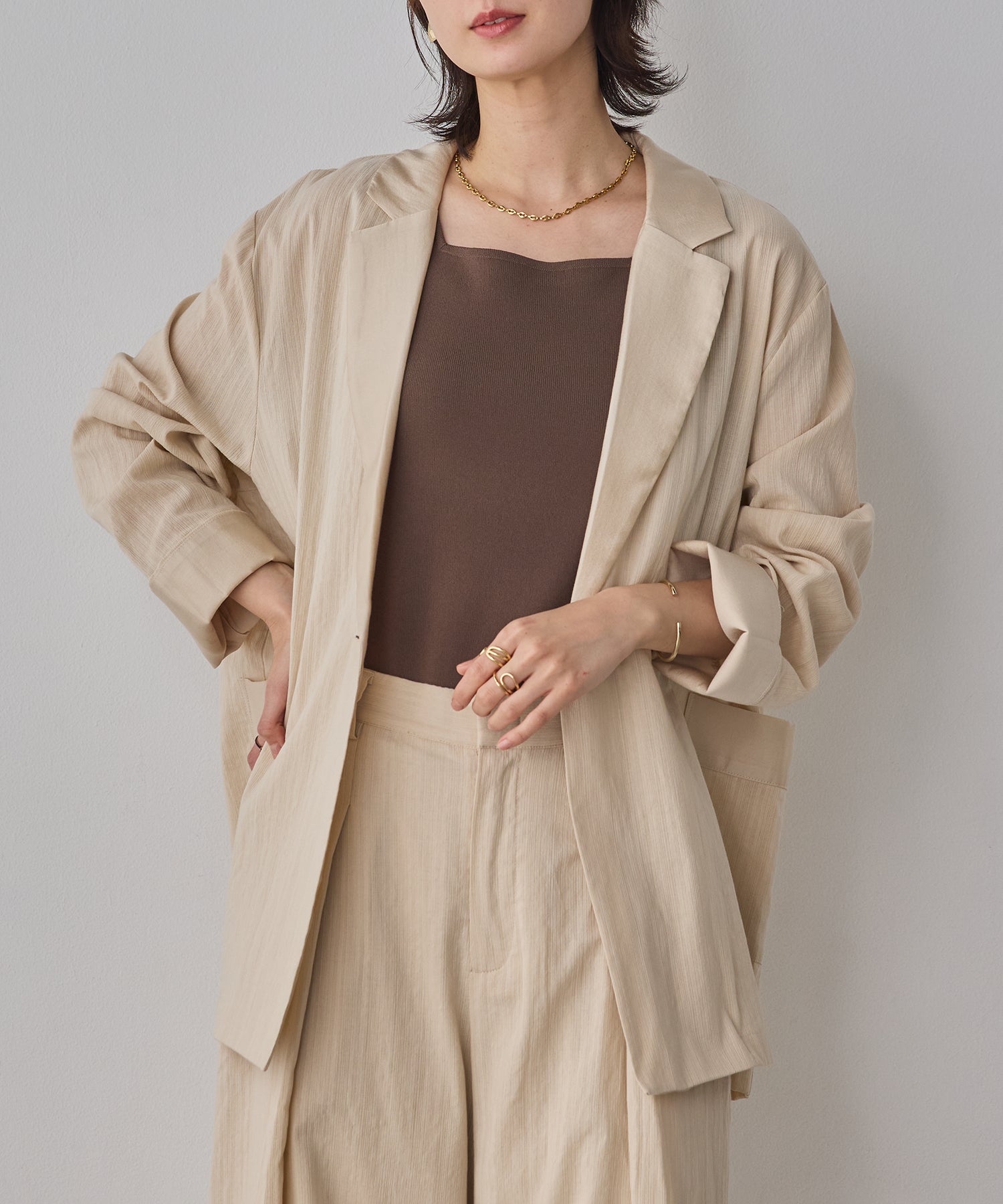 MIXED-FABRIC TAILORED JACKET